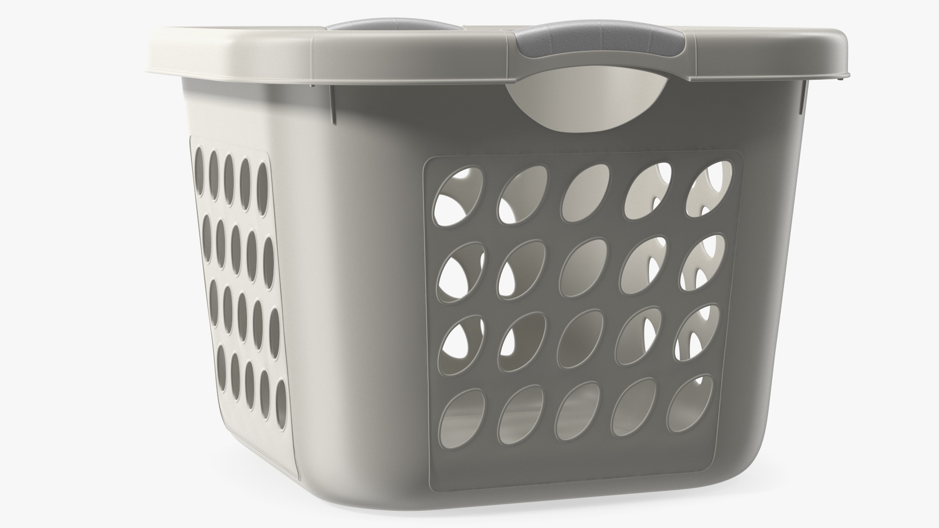 Square Plastic Laundry Basket Grey 3D model