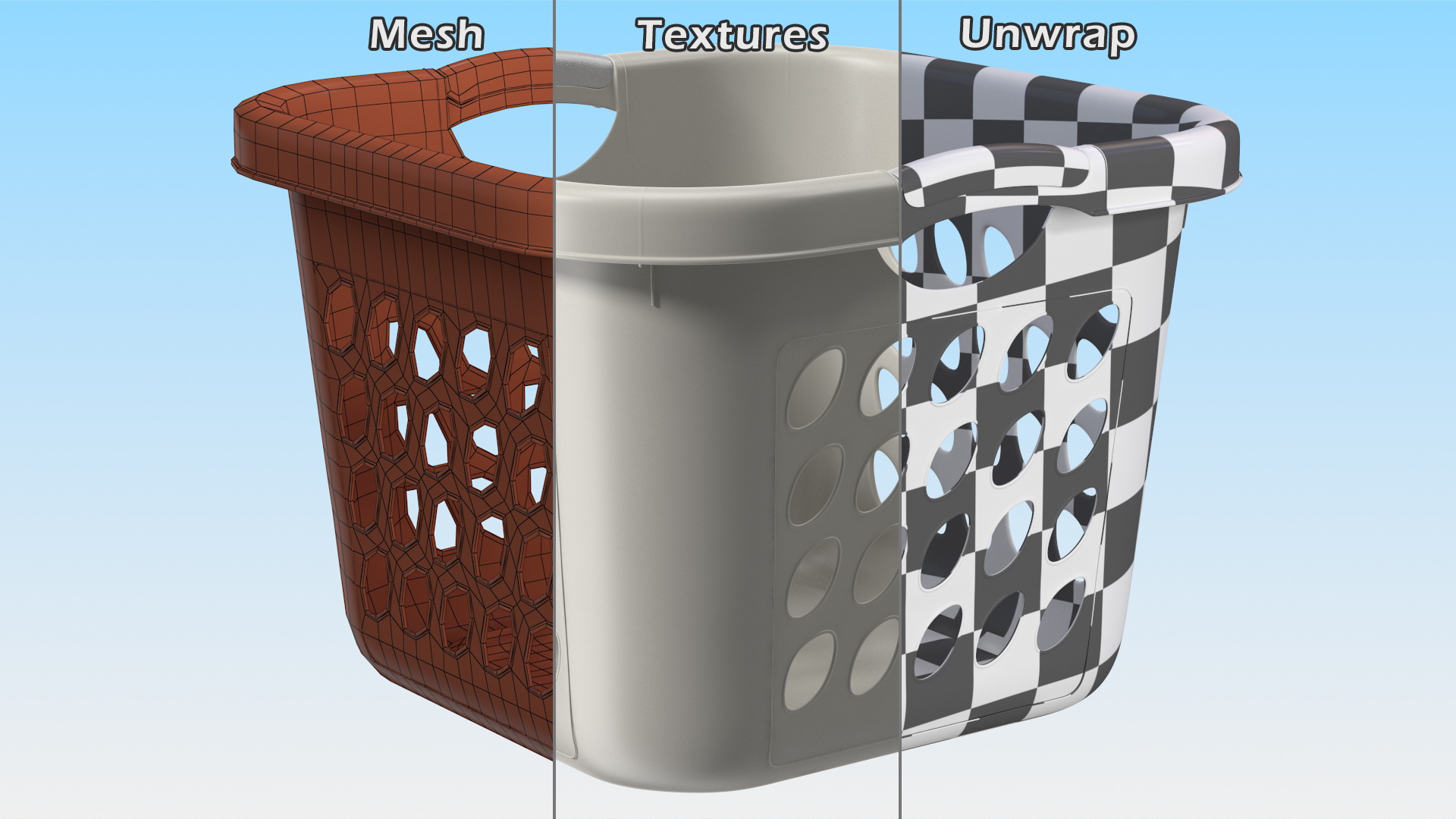 Square Plastic Laundry Basket Grey 3D model