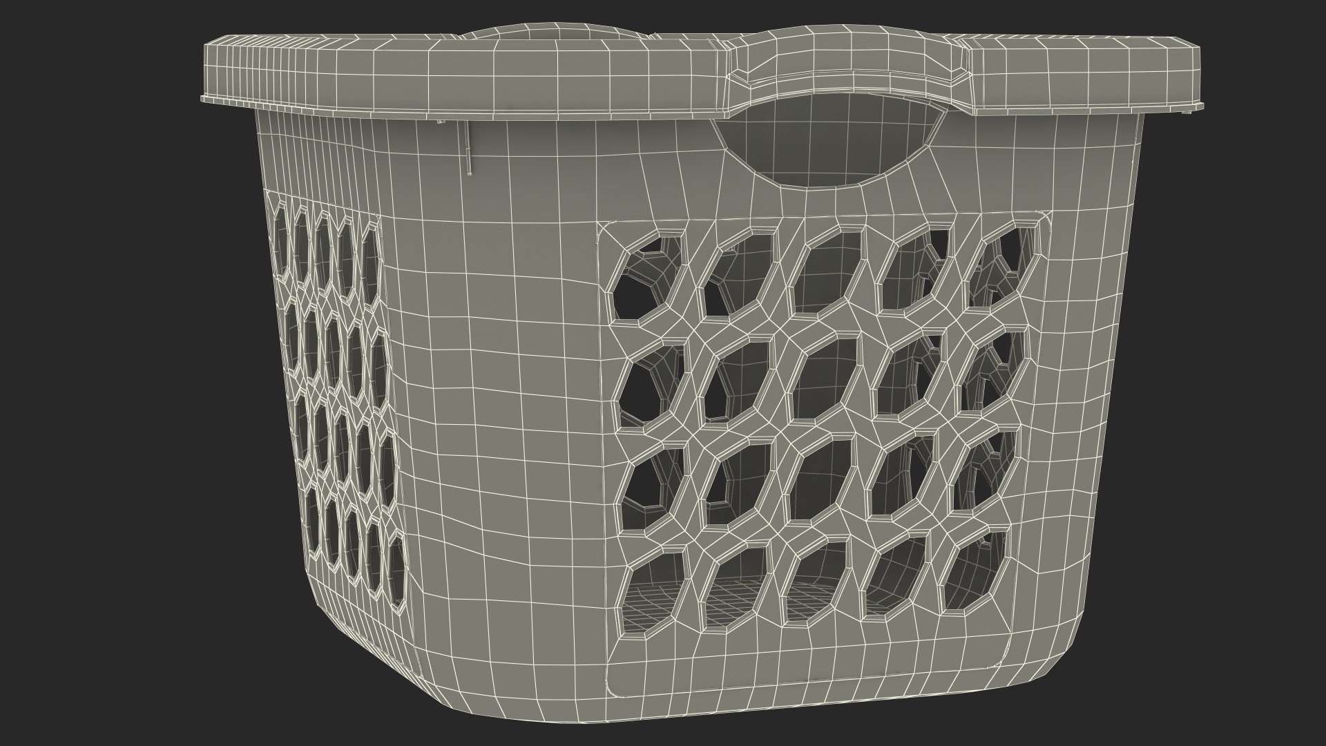 Square Plastic Laundry Basket Grey 3D model