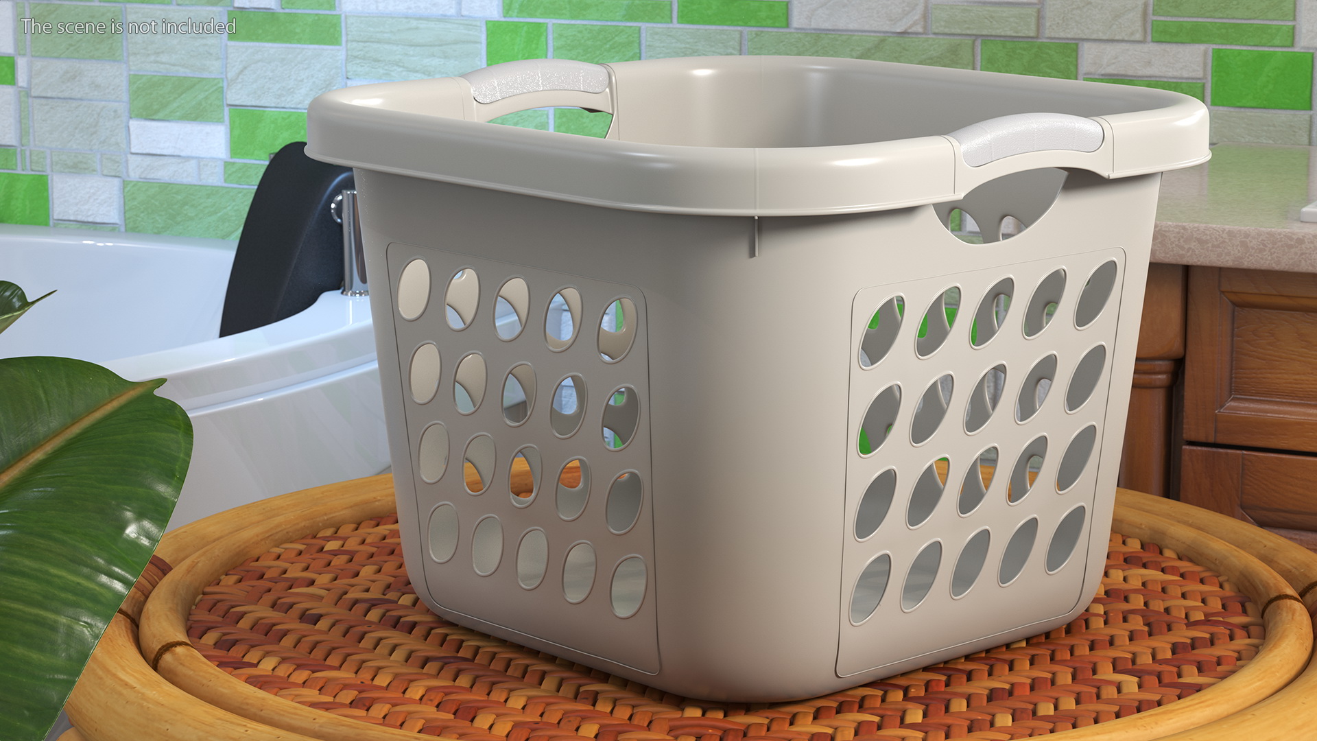 Square Plastic Laundry Basket Grey 3D model