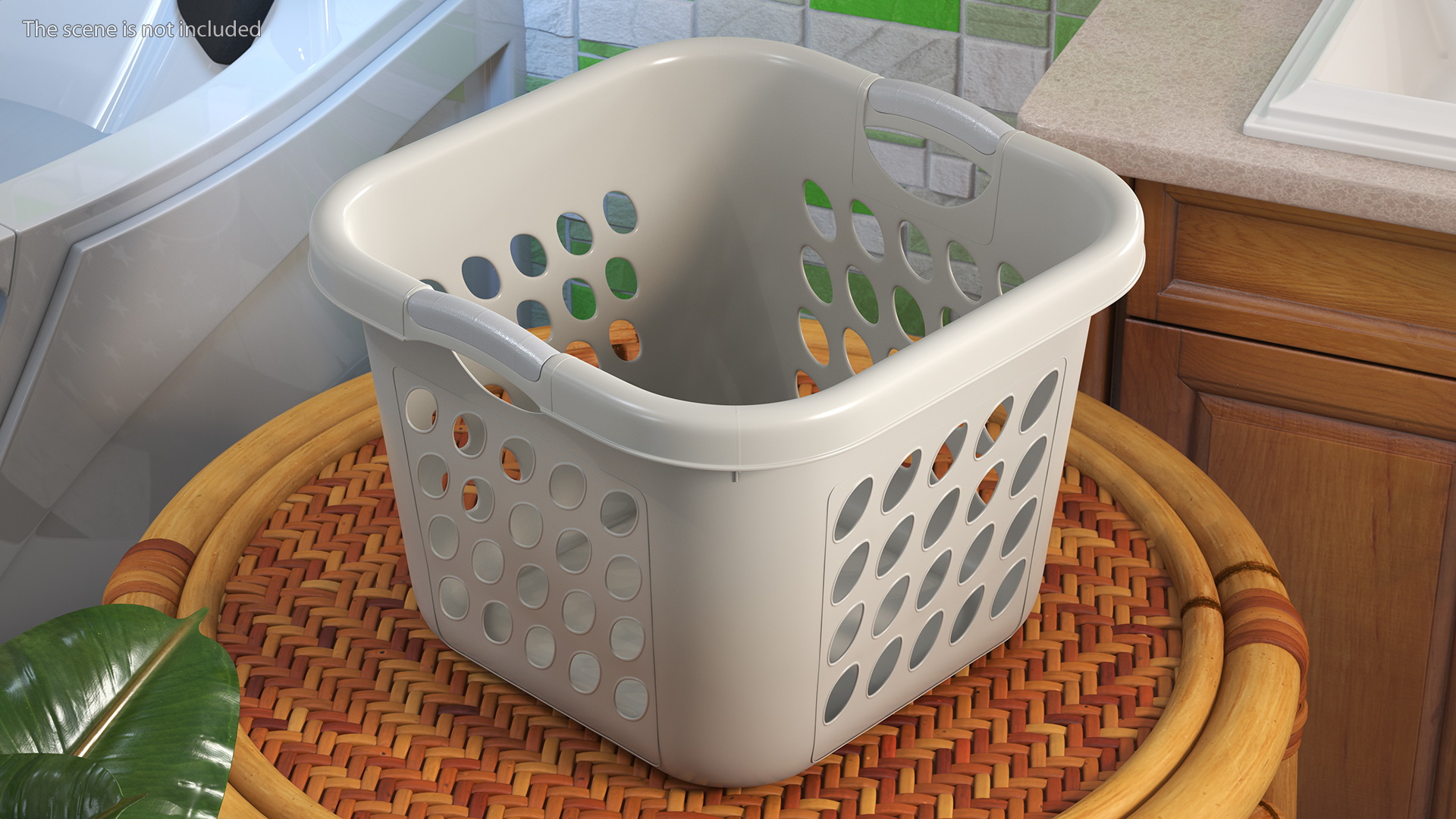 Square Plastic Laundry Basket Grey 3D model