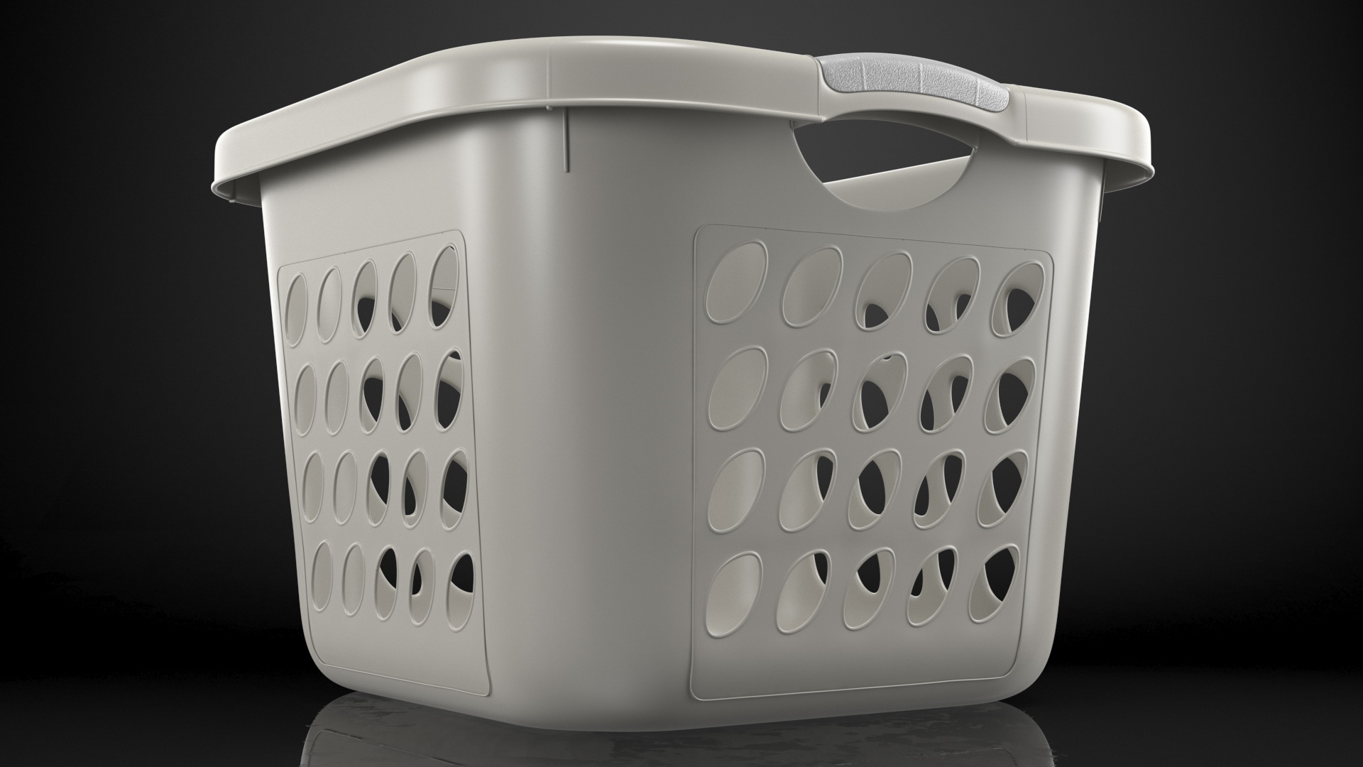 Square Plastic Laundry Basket Grey 3D model
