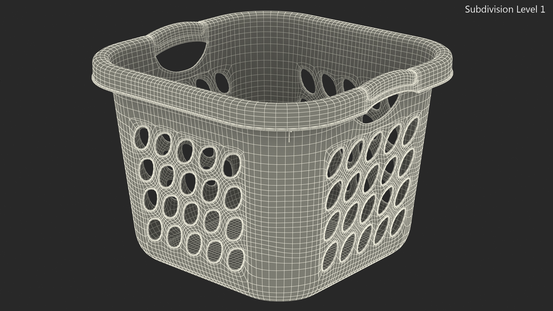 Square Plastic Laundry Basket Grey 3D model