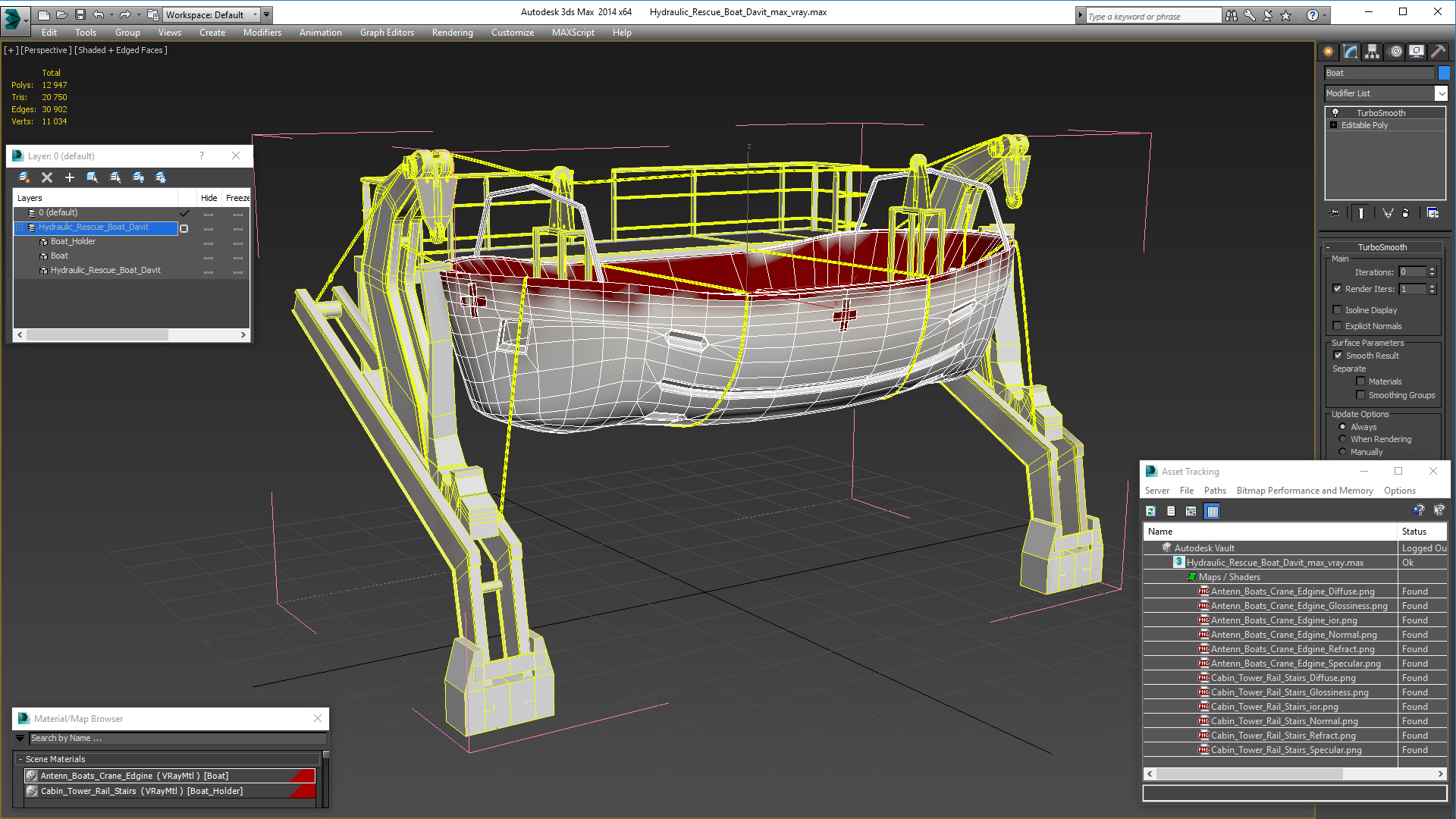 Hydraulic Rescue Boat Davit 3D