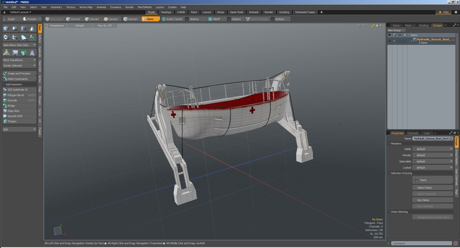 Hydraulic Rescue Boat Davit 3D