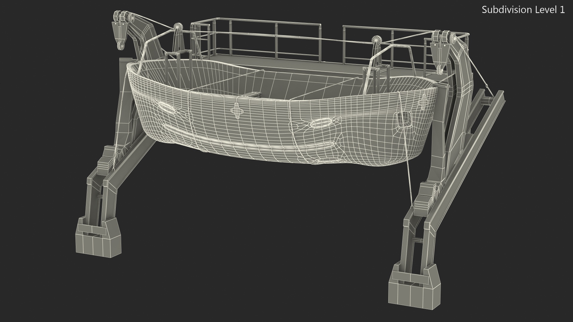 Hydraulic Rescue Boat Davit 3D