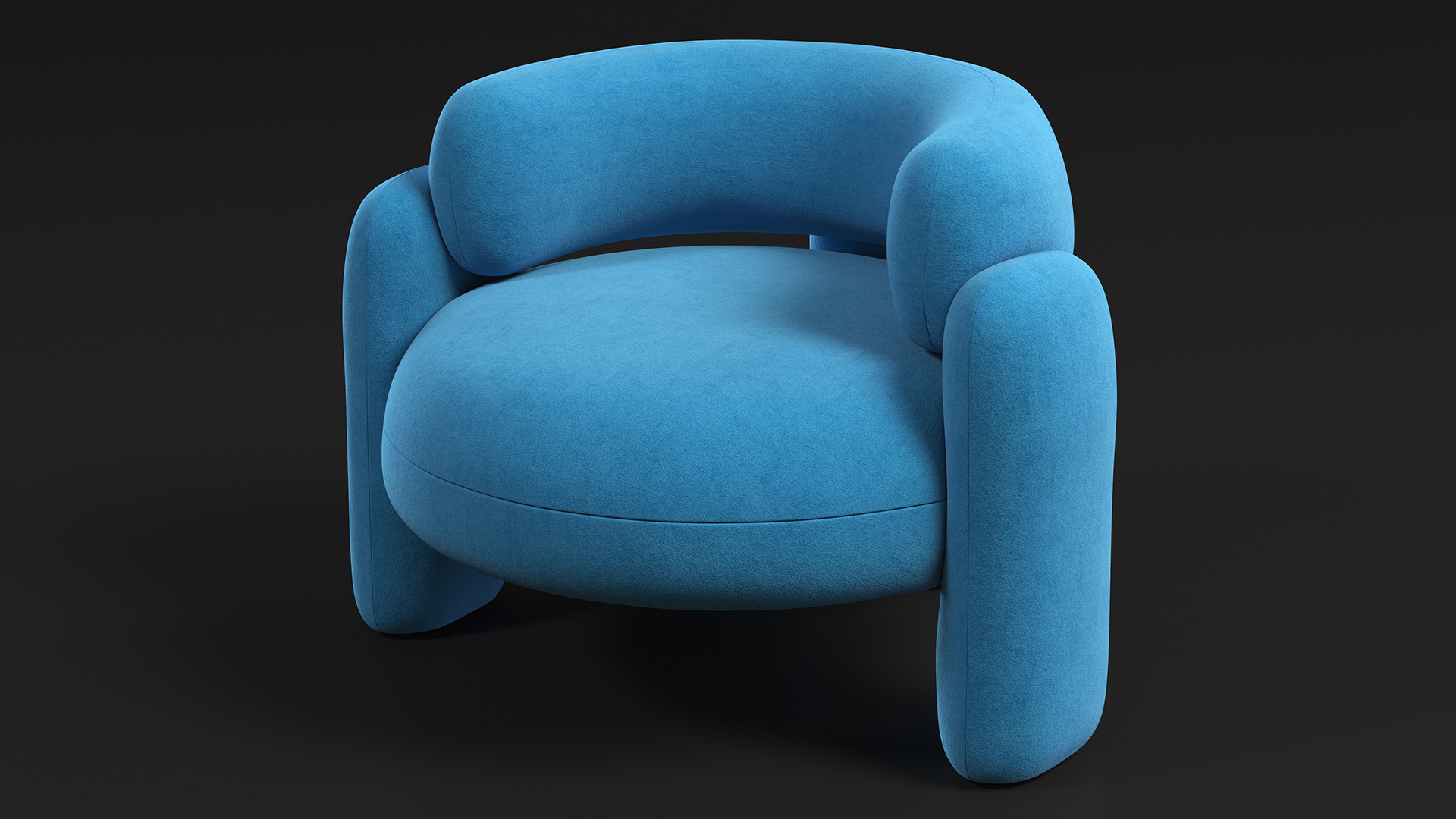 Blue Rounded Silhouette Armchair 3D