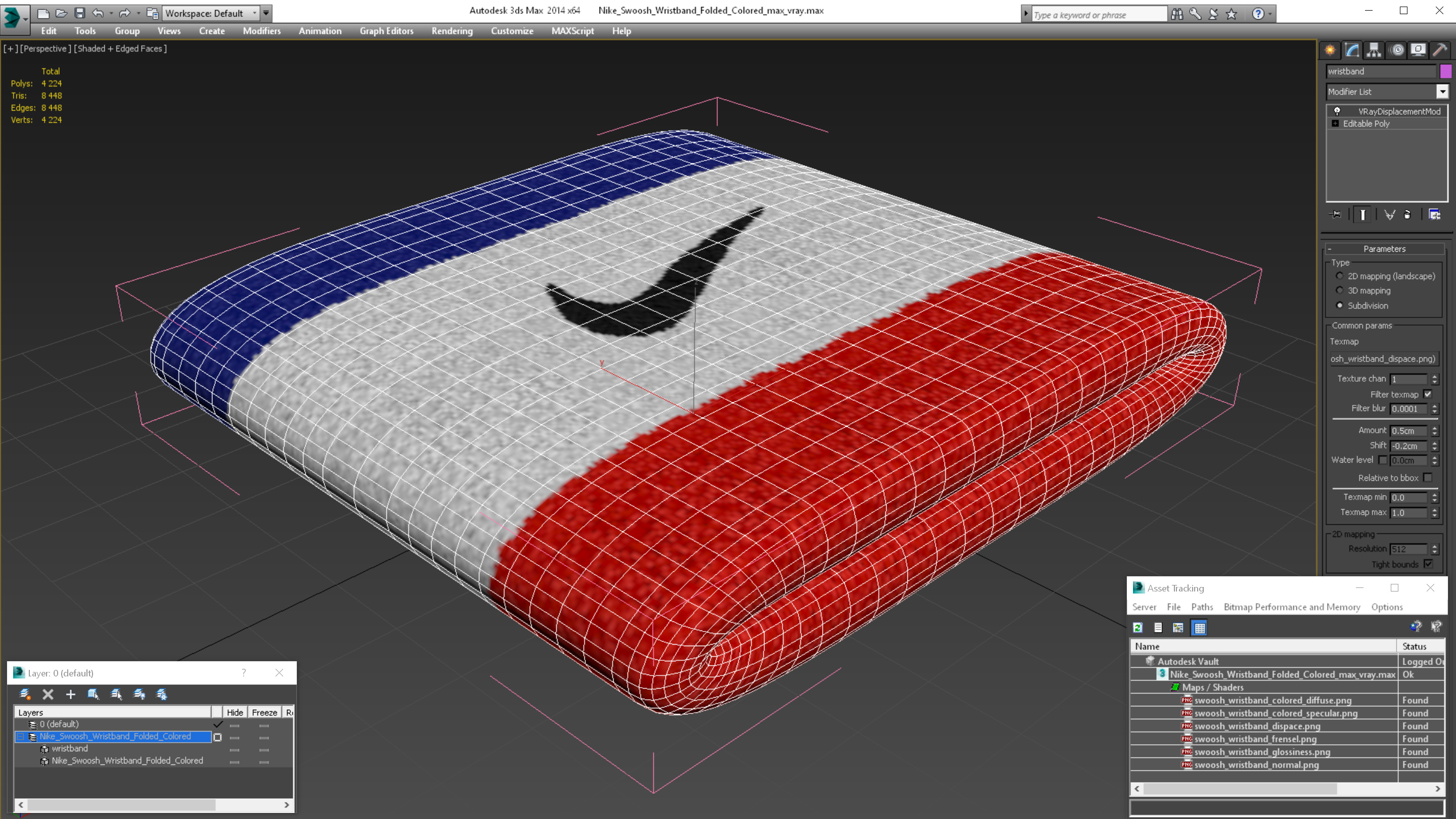 3D Nike Swoosh Wristband Folded Colored