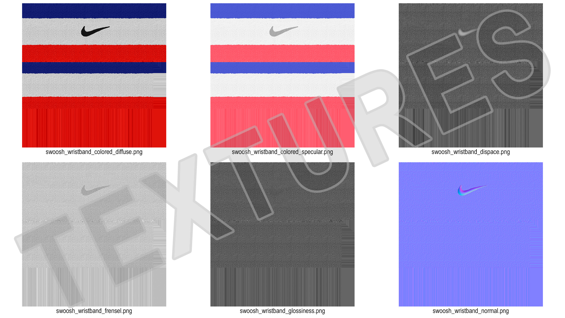 3D Nike Swoosh Wristband Folded Colored