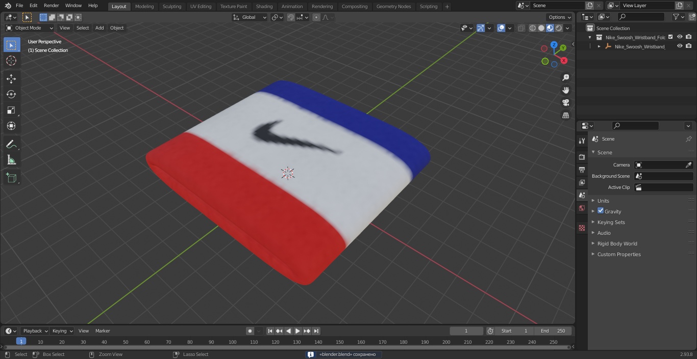 3D Nike Swoosh Wristband Folded Colored