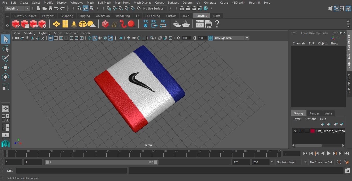 3D Nike Swoosh Wristband Folded Colored