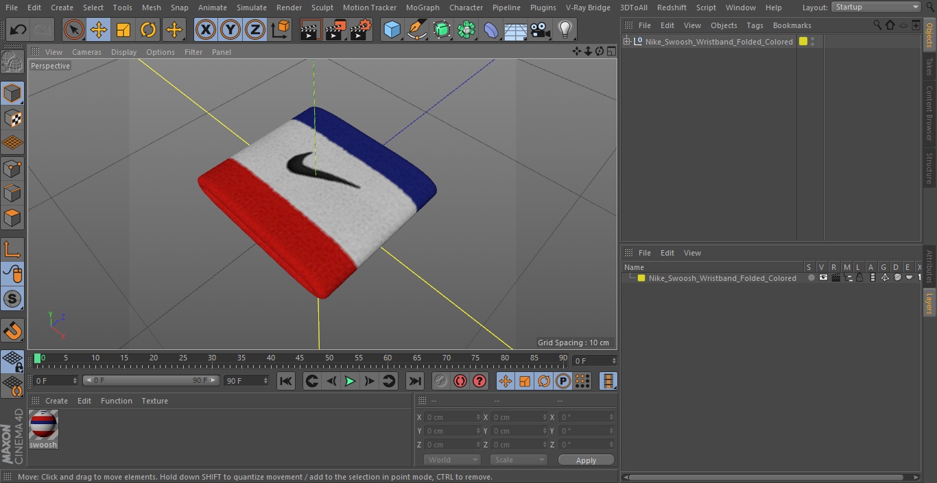 3D Nike Swoosh Wristband Folded Colored