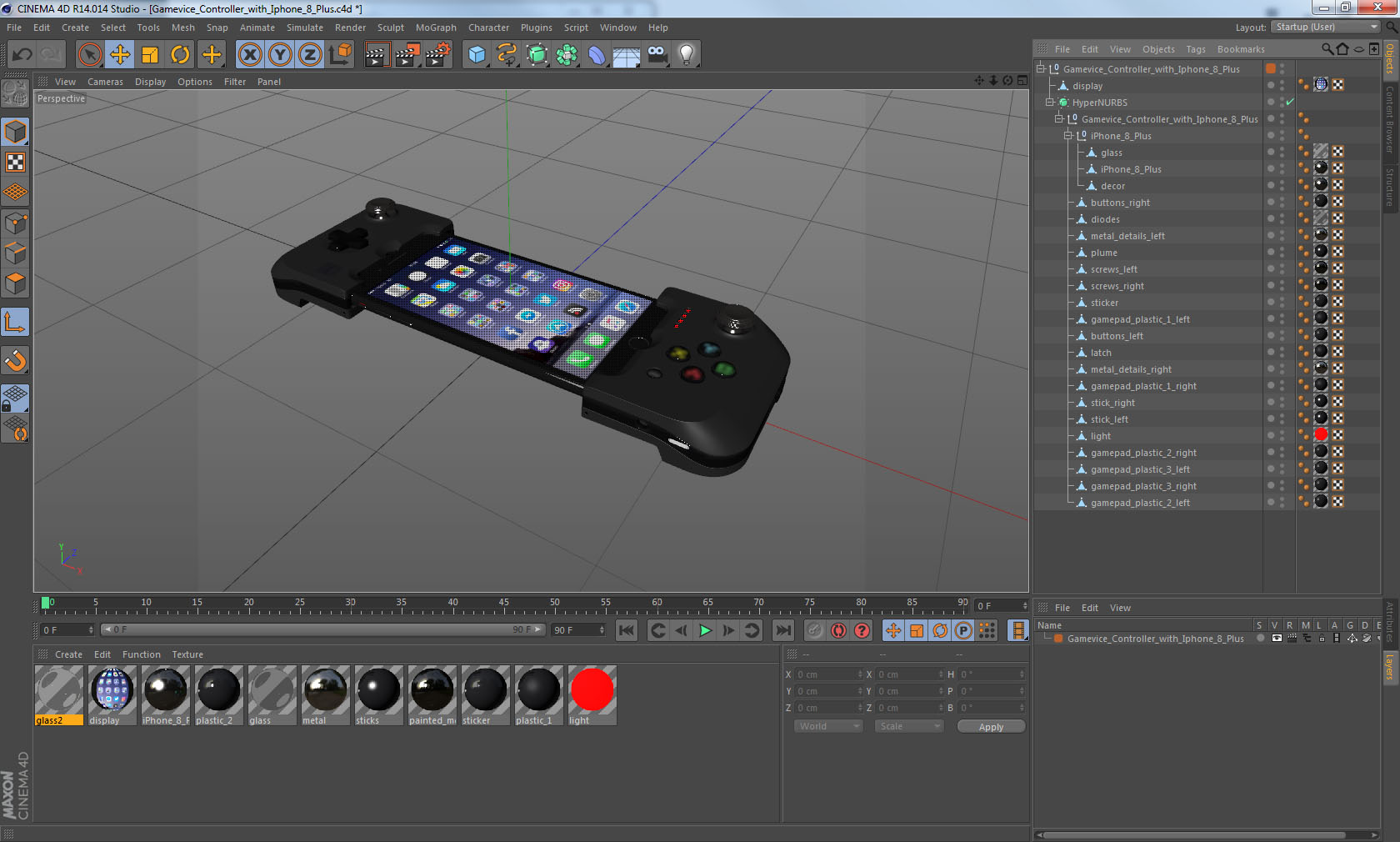 3D Gamevice Controller with Iphone 8 Plus model