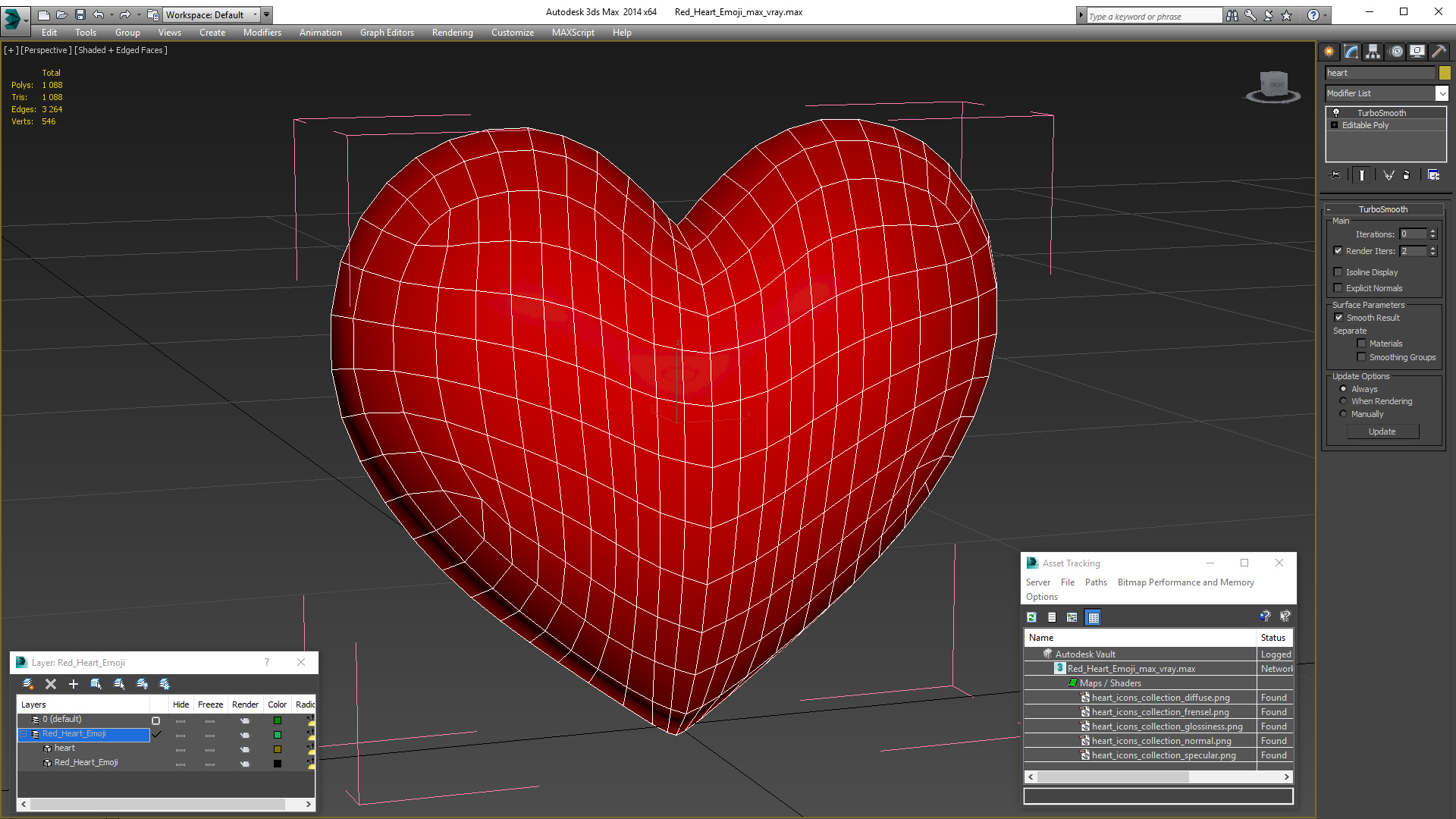 3D model Red Heart Emoji