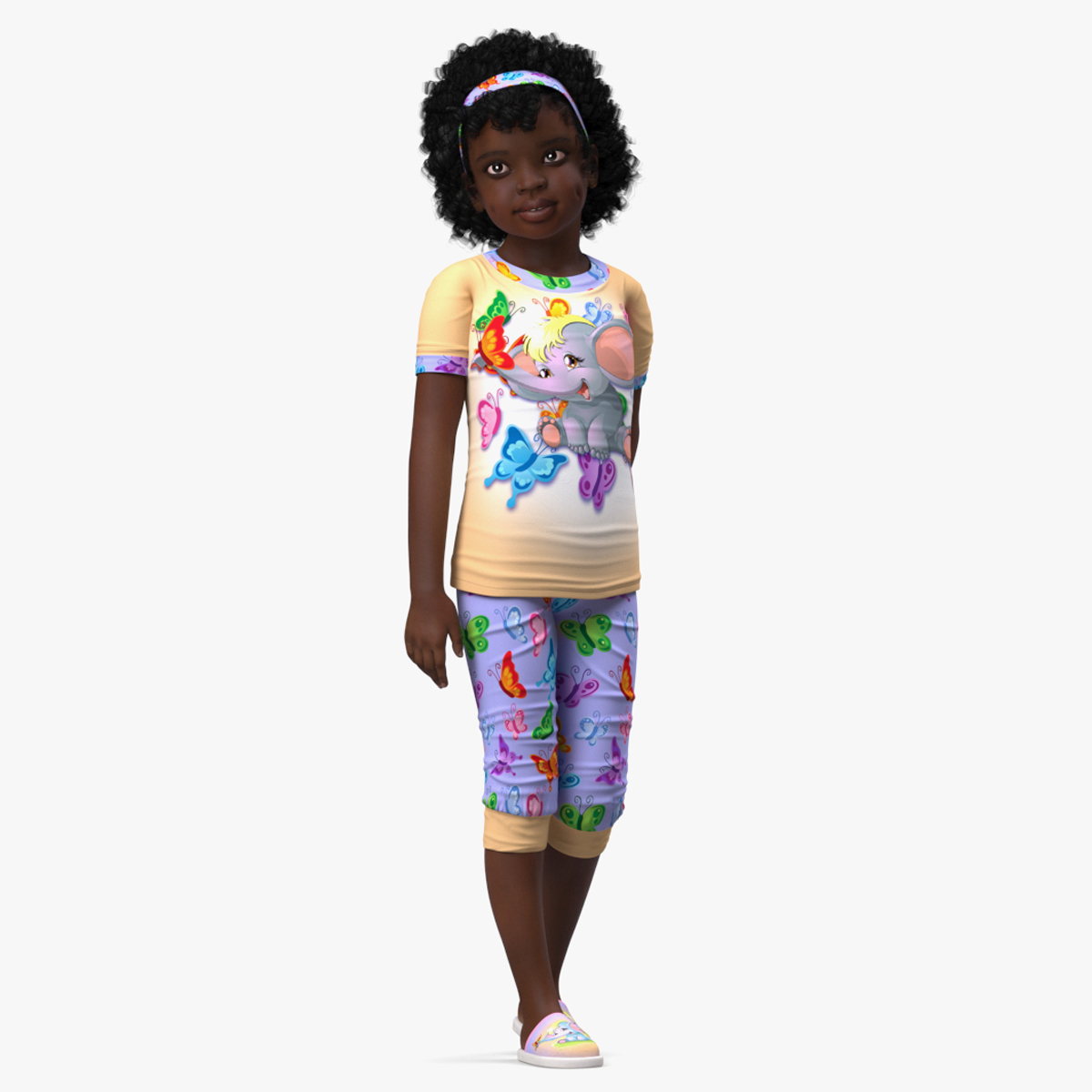 3D Black Child Girl Home Style Rigged for Cinema 4D model
