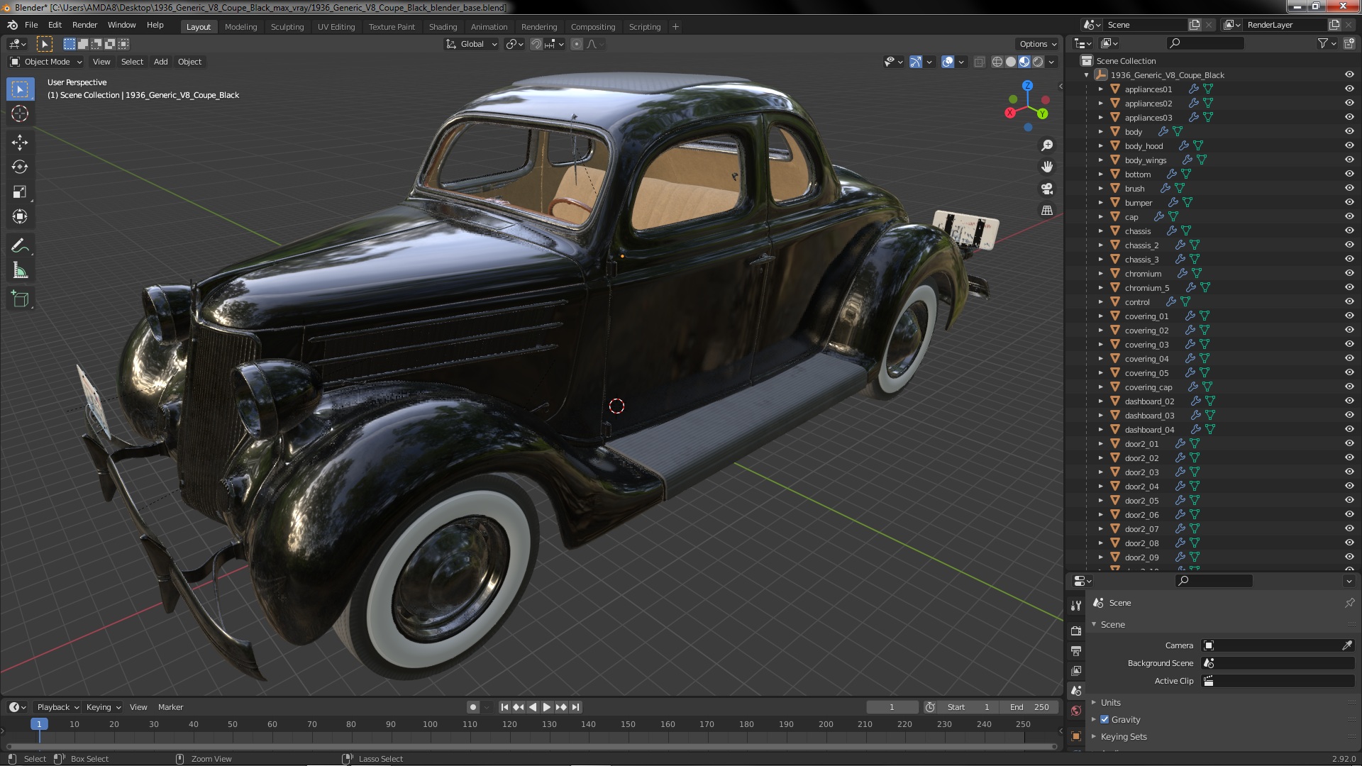 1930s Generic Coupe Car Black 3D model