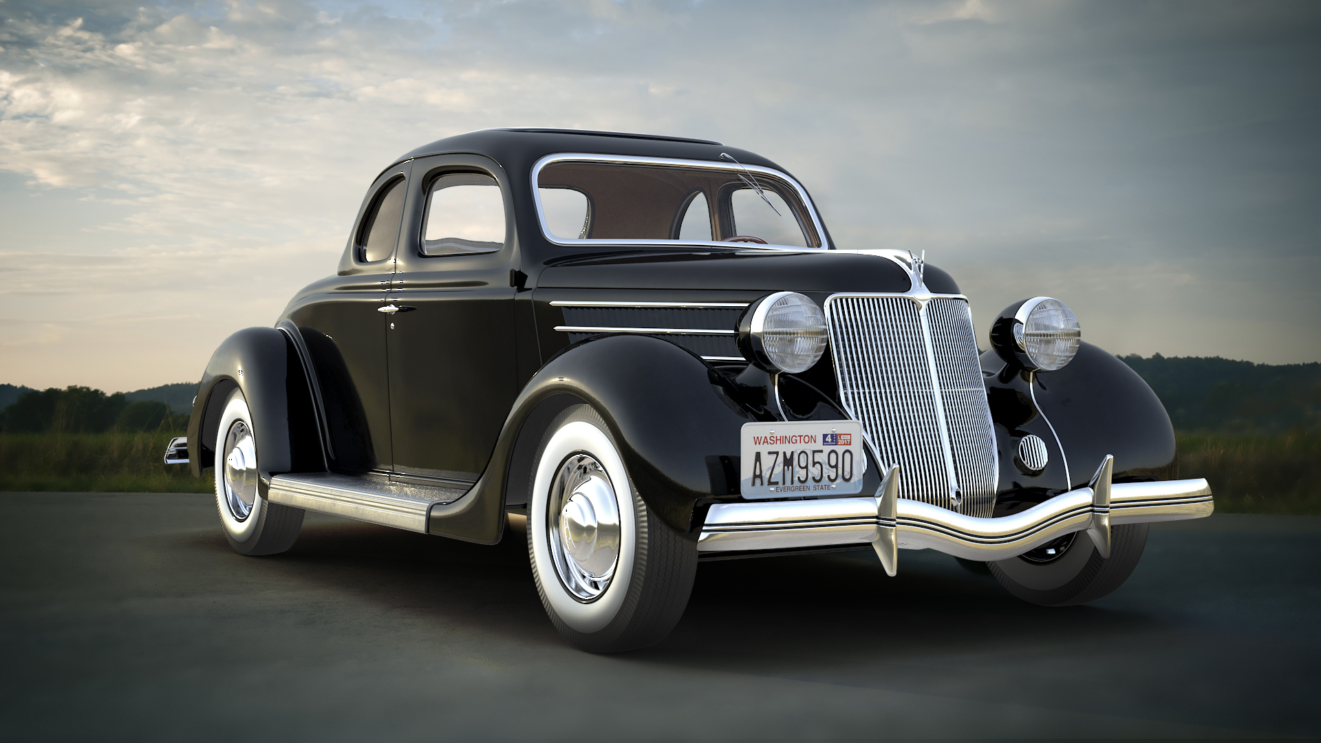 1930s Generic Coupe Car Black 3D model