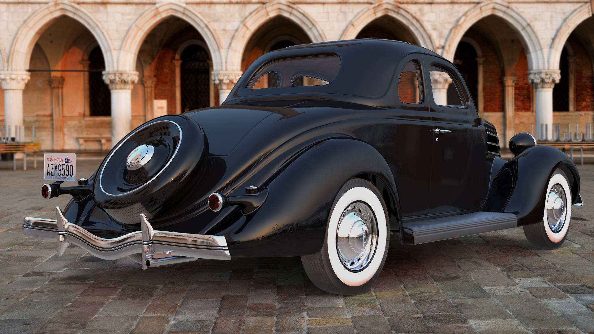 1930s Generic Coupe Car Black 3D model