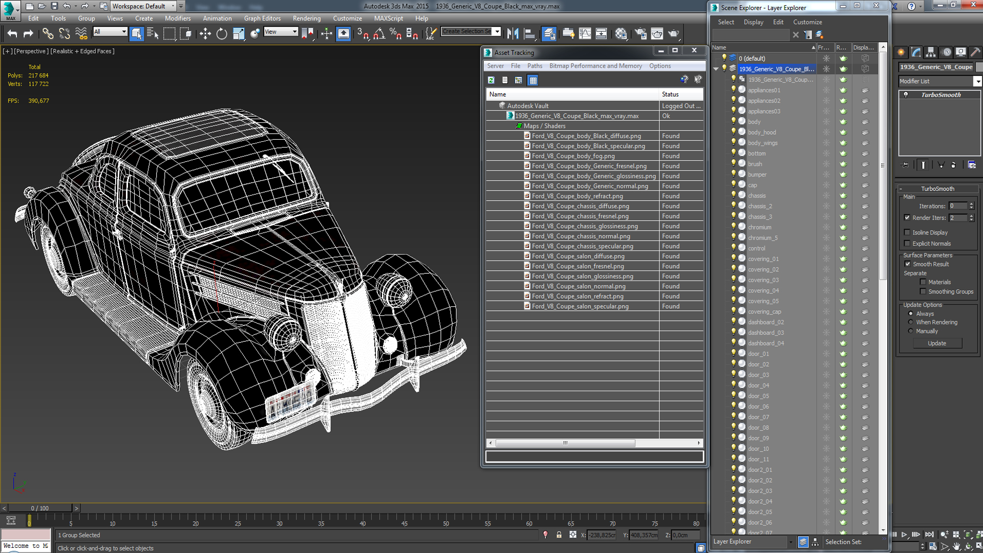 1930s Generic Coupe Car Black 3D model