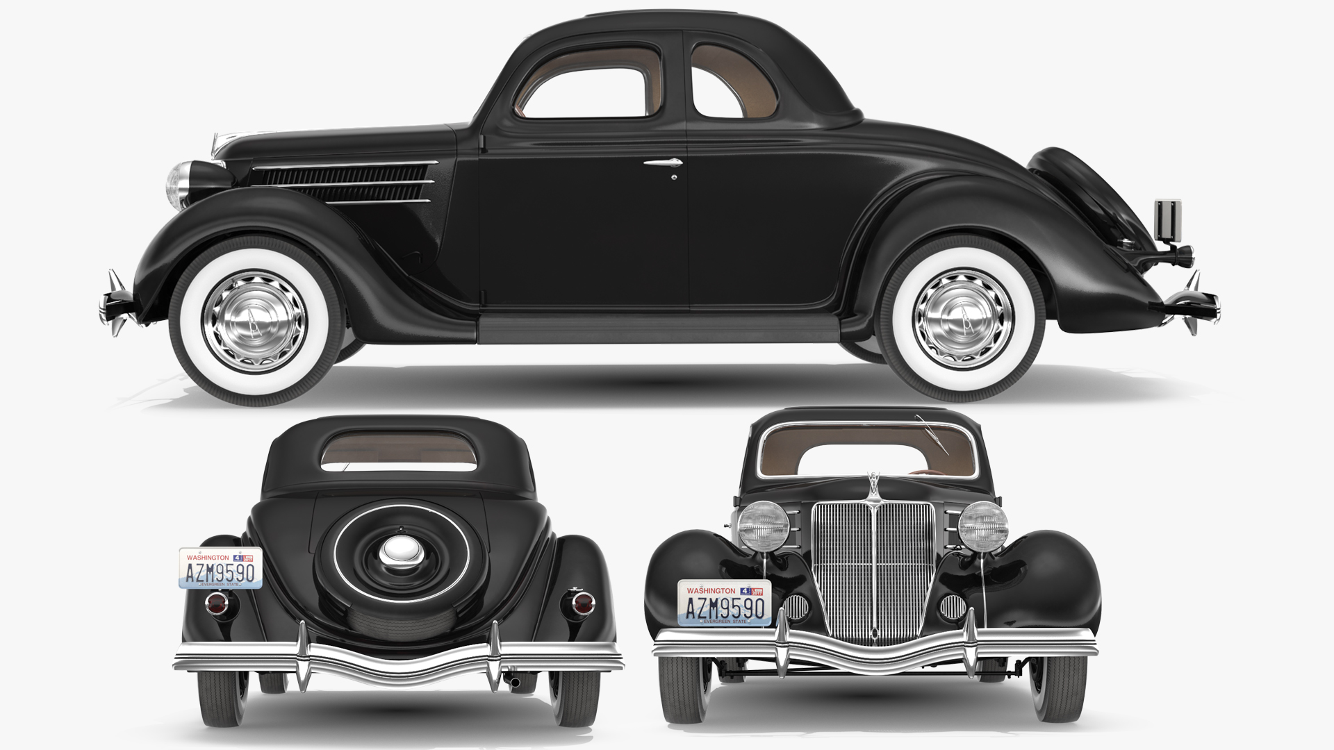 1930s Generic Coupe Car Black 3D model