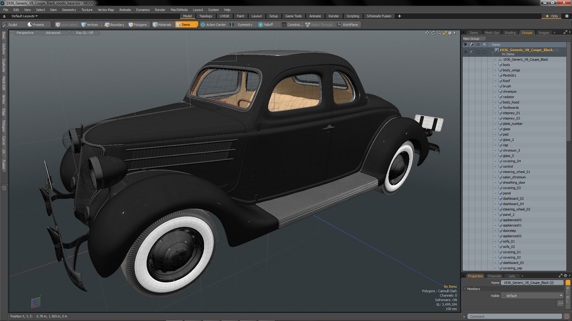 1930s Generic Coupe Car Black 3D model