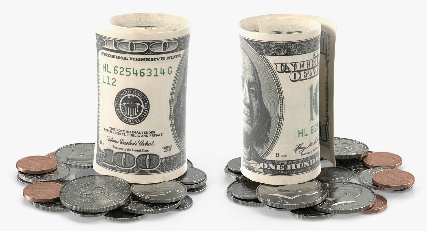 3D Tip Jar with Money model