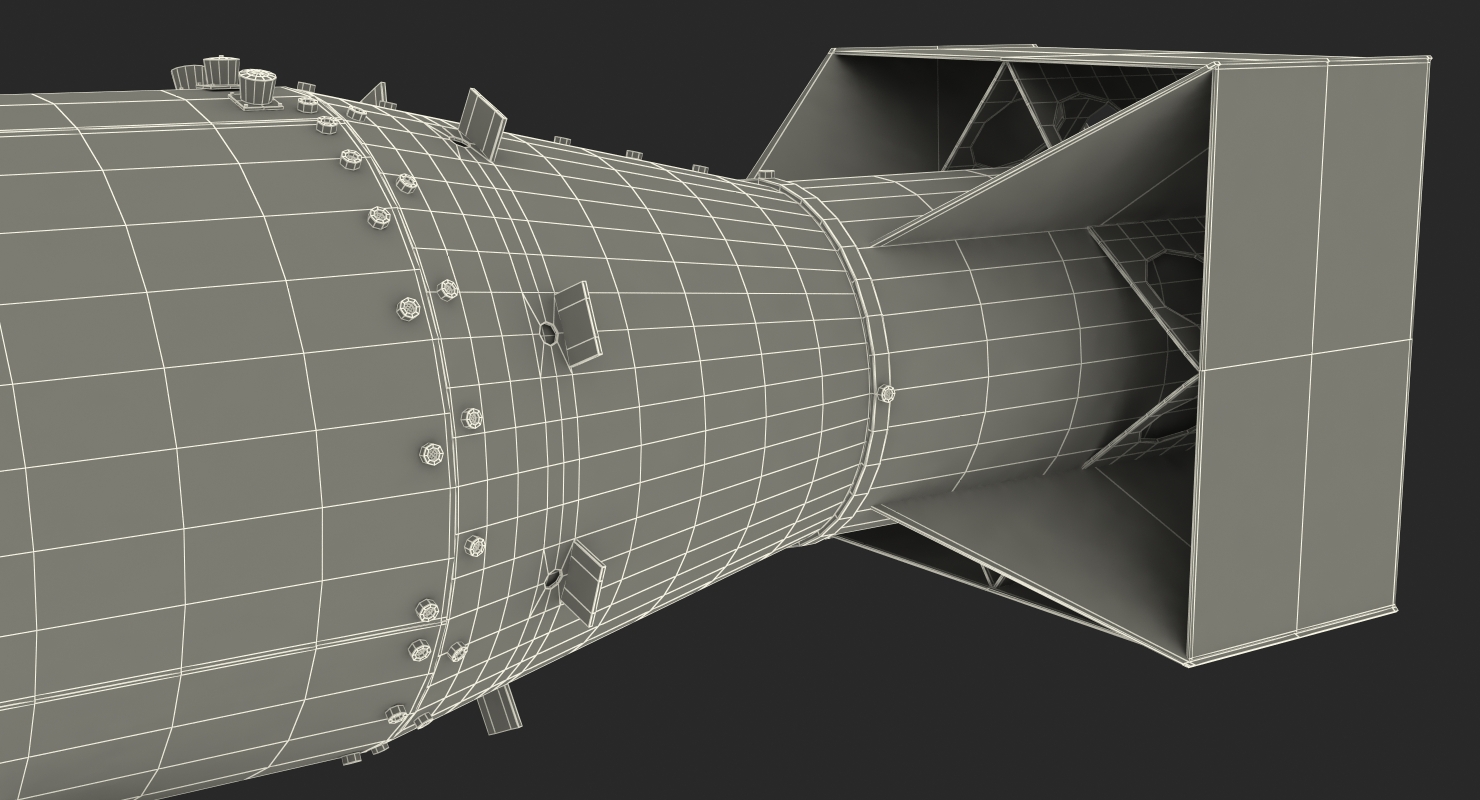3D model Nuclear Little Boy Bomb on Carriage