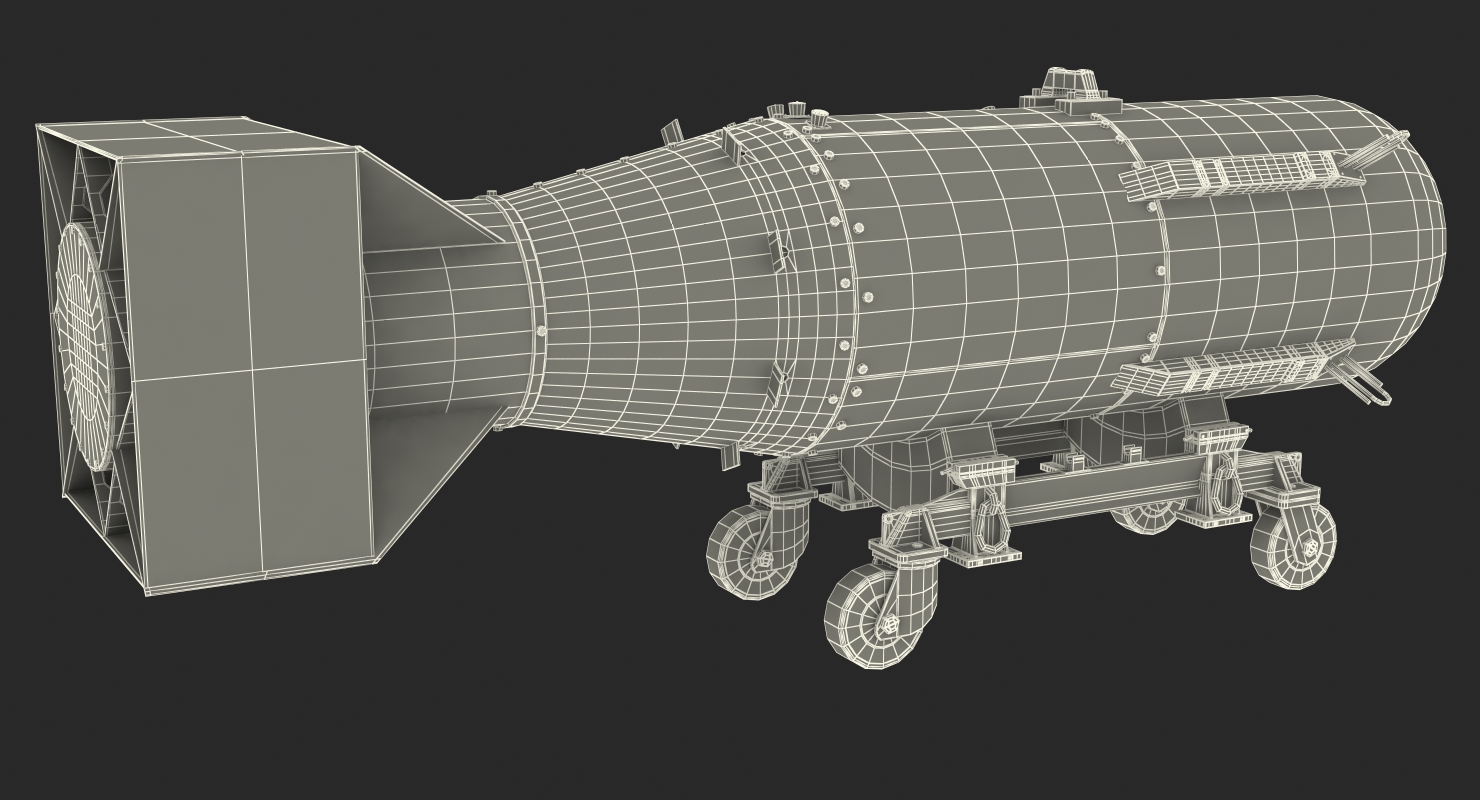 3D model Nuclear Little Boy Bomb on Carriage