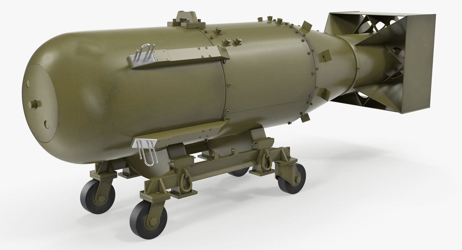 3D model Nuclear Little Boy Bomb on Carriage