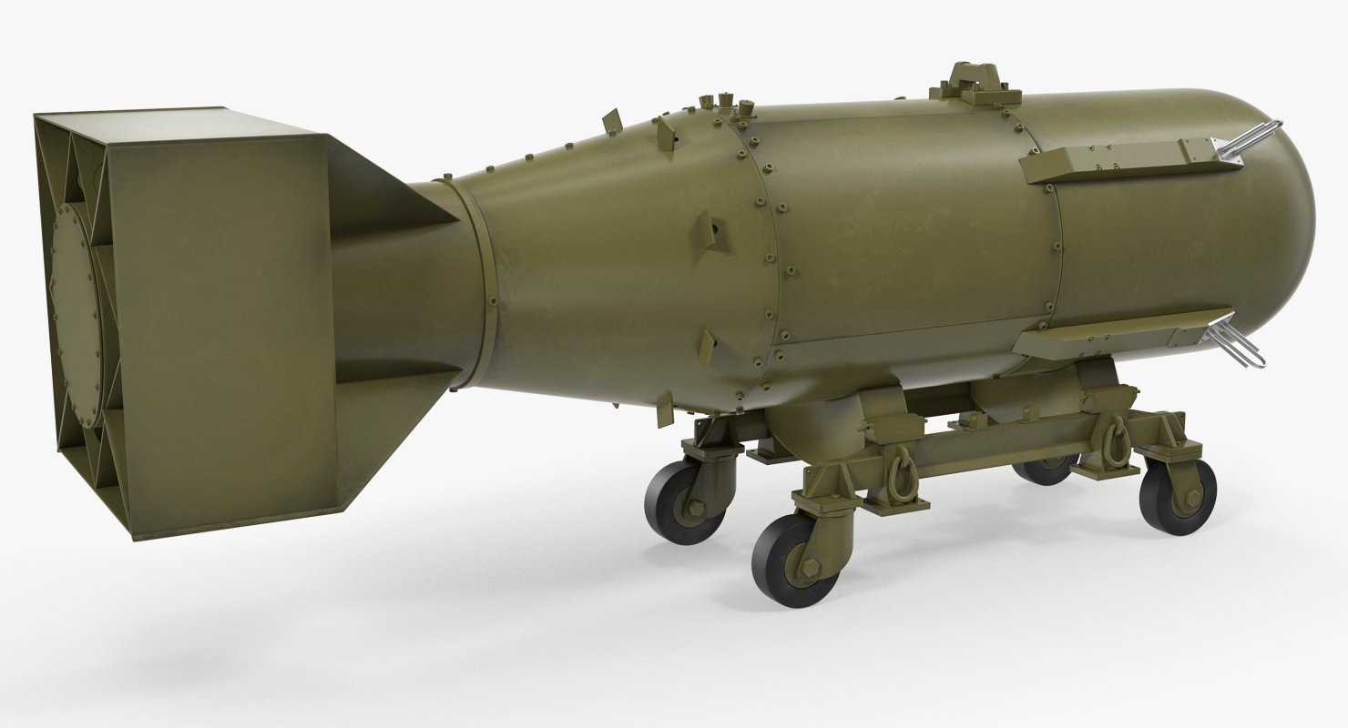 3D model Nuclear Little Boy Bomb on Carriage