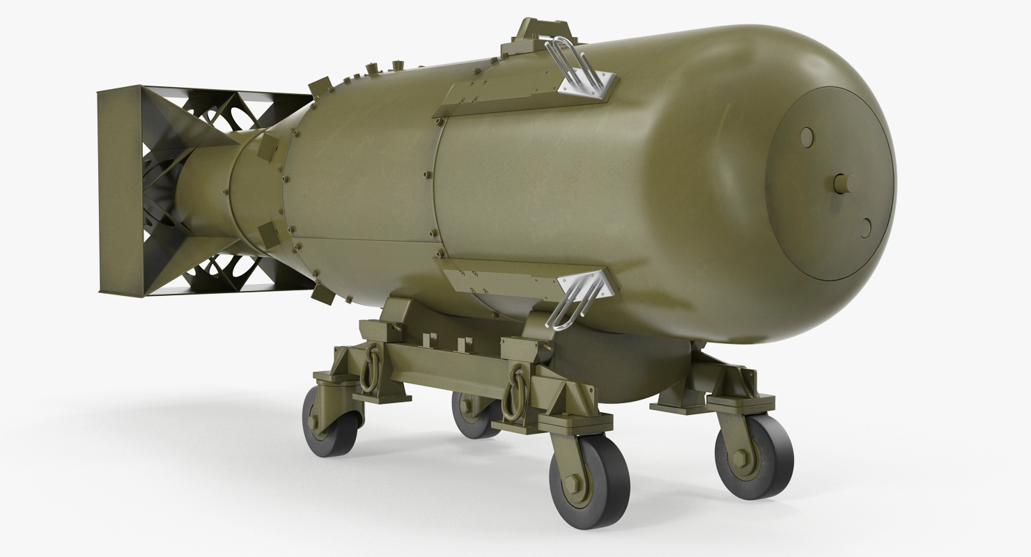 3D model Nuclear Little Boy Bomb on Carriage