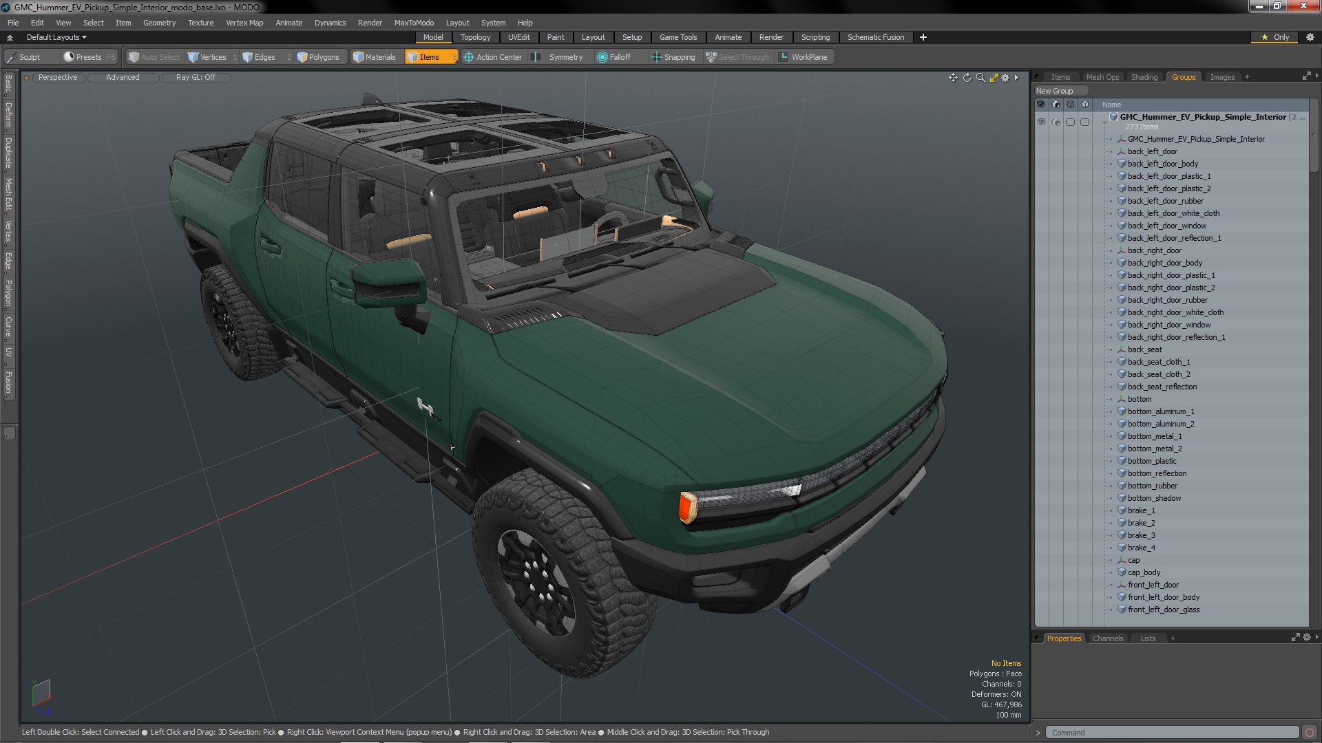 3D GMC Hummer EV Pickup Simple Interior