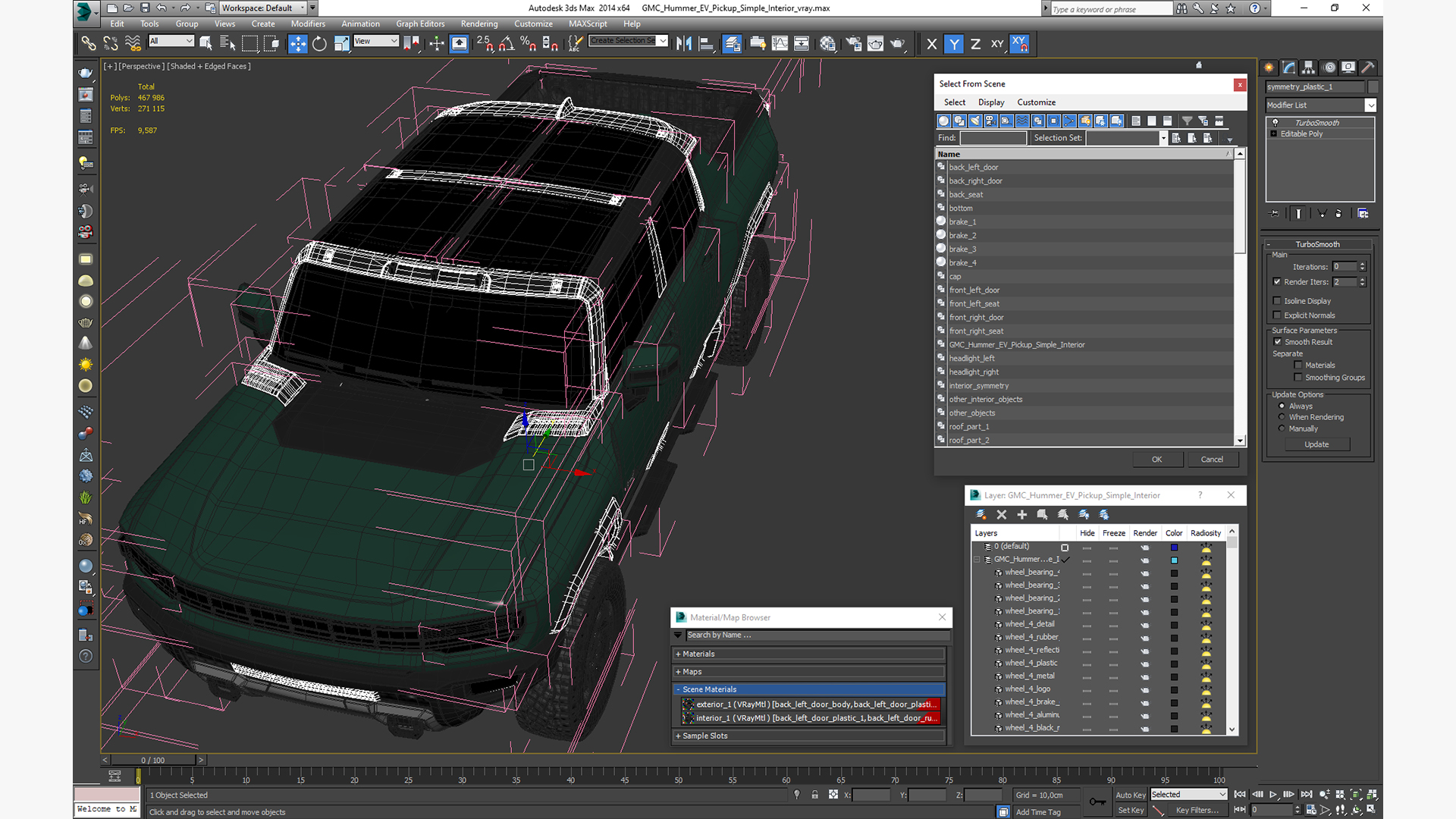 3D GMC Hummer EV Pickup Simple Interior