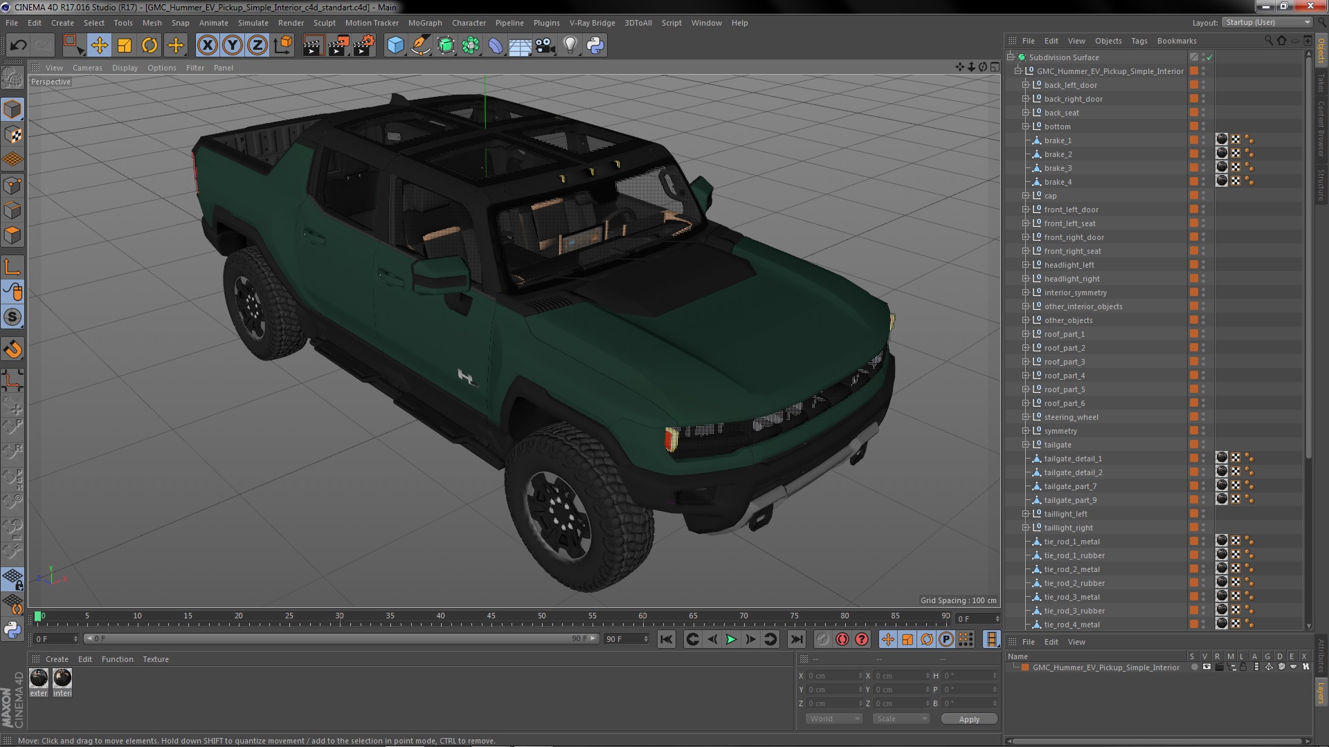 3D GMC Hummer EV Pickup Simple Interior