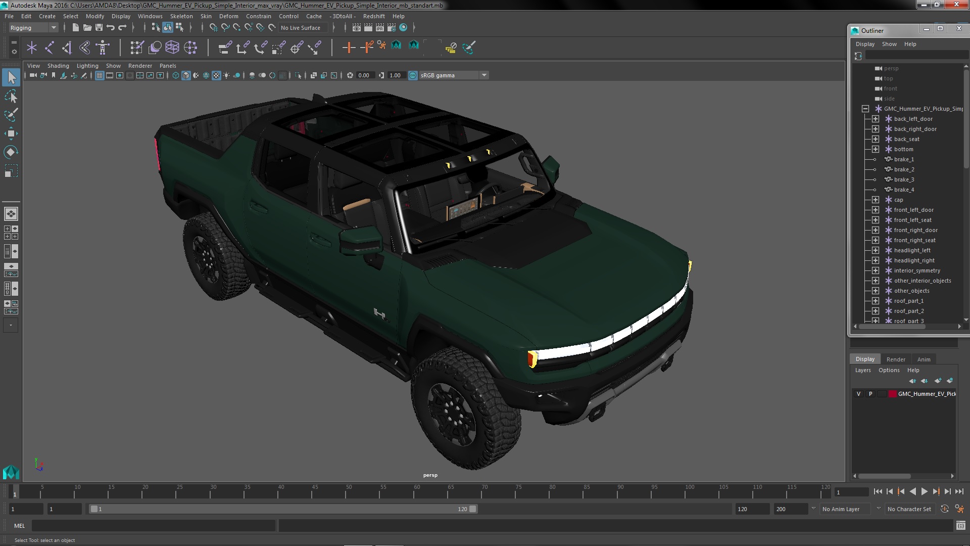 3D GMC Hummer EV Pickup Simple Interior