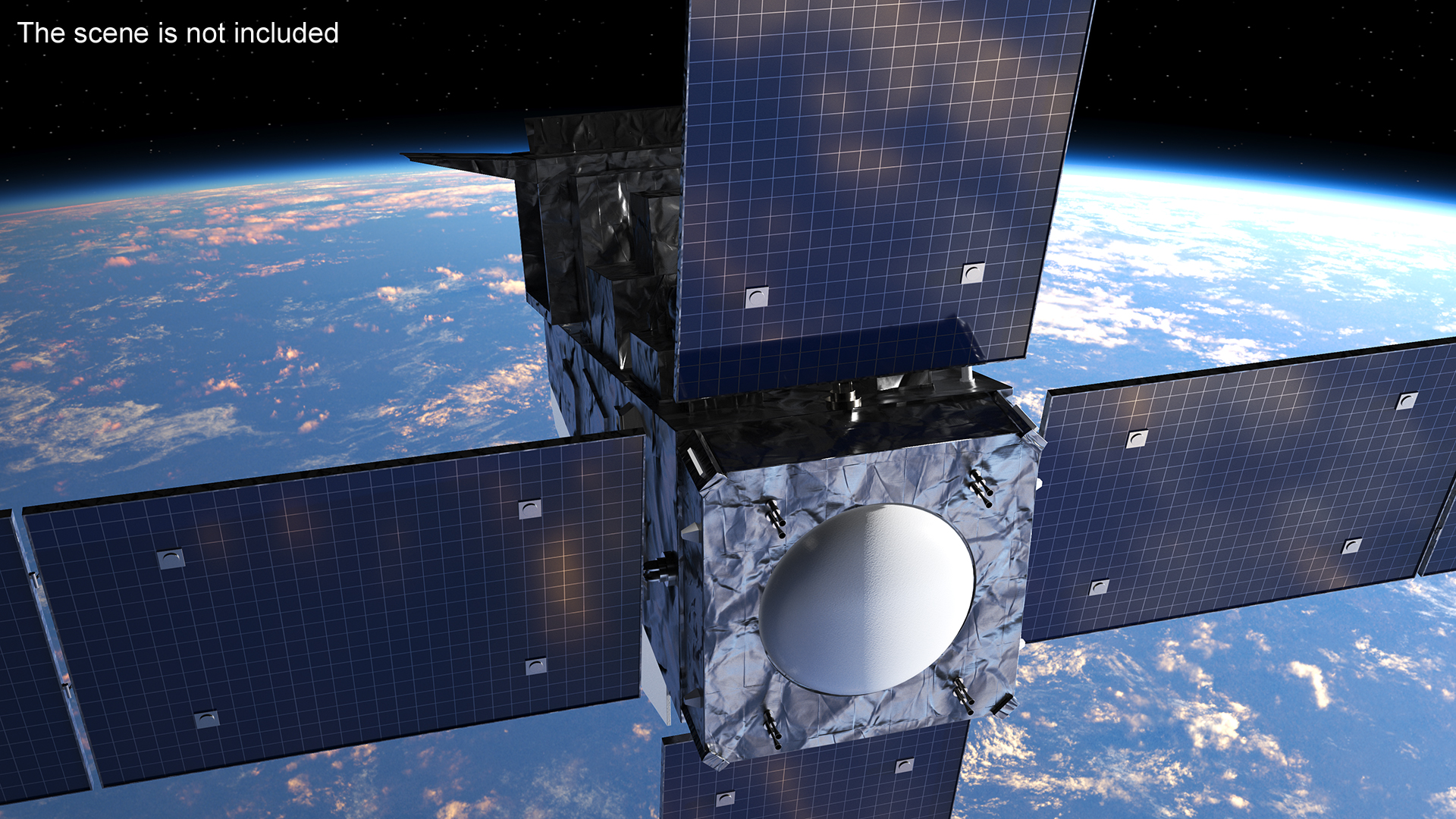 3D model Modern Space Satellite with Solar Panels