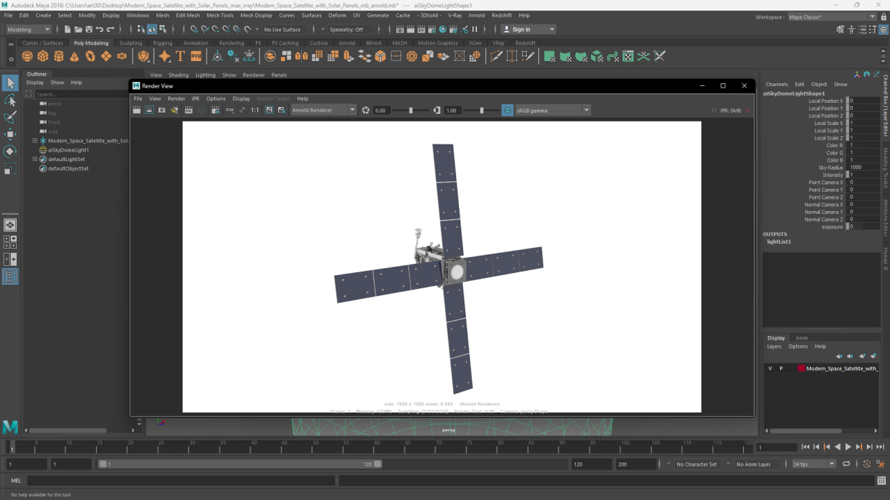 3D model Modern Space Satellite with Solar Panels