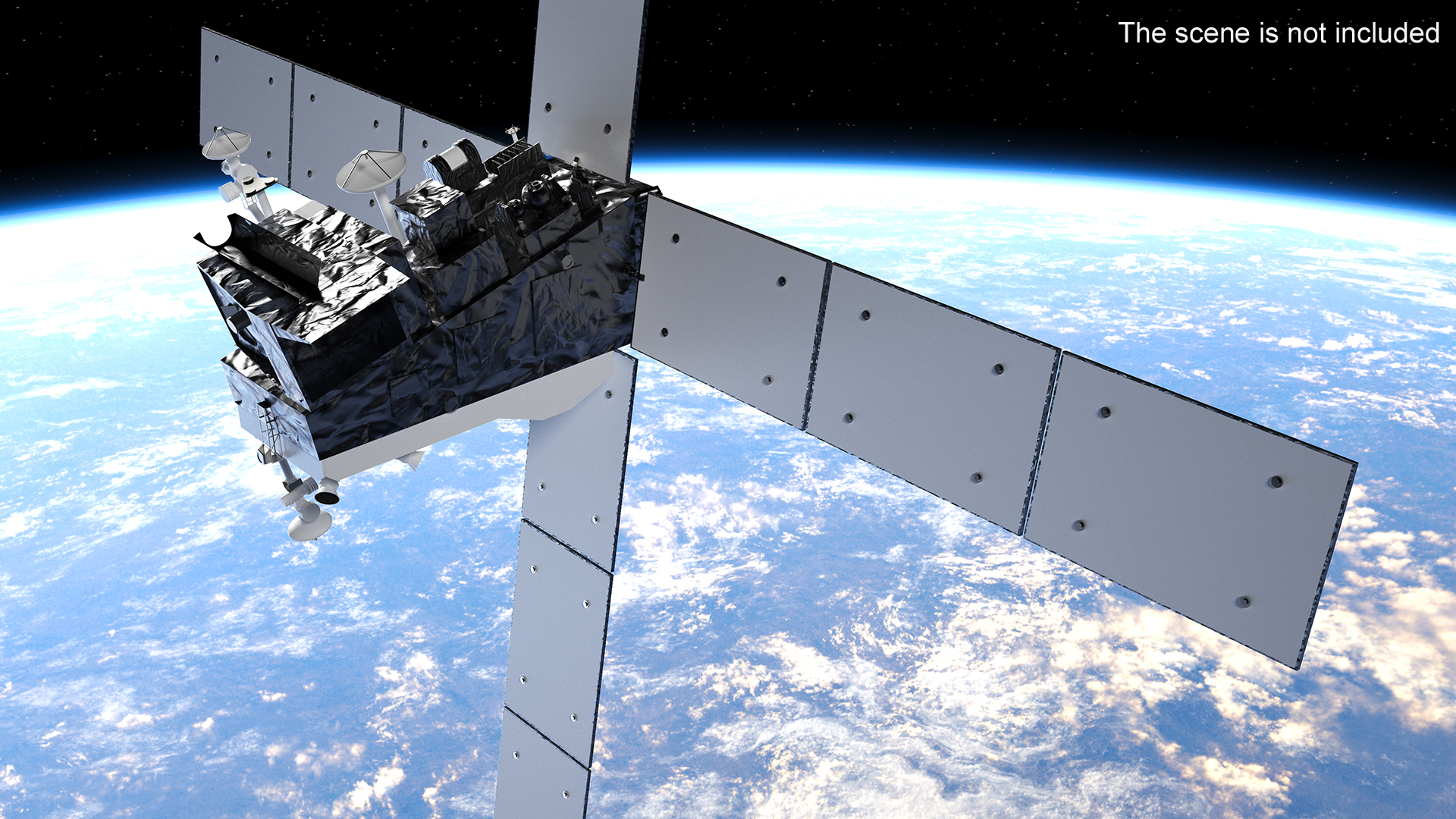 3D model Modern Space Satellite with Solar Panels