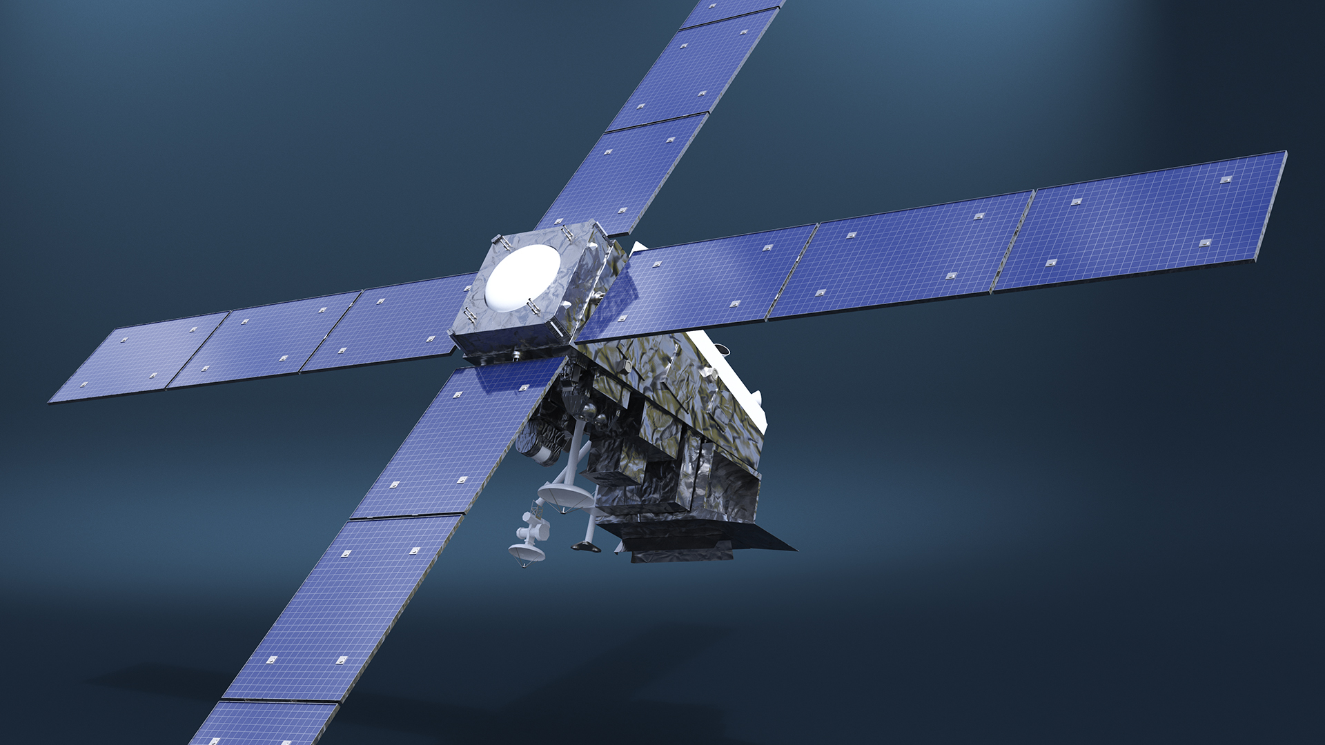 3D model Modern Space Satellite with Solar Panels
