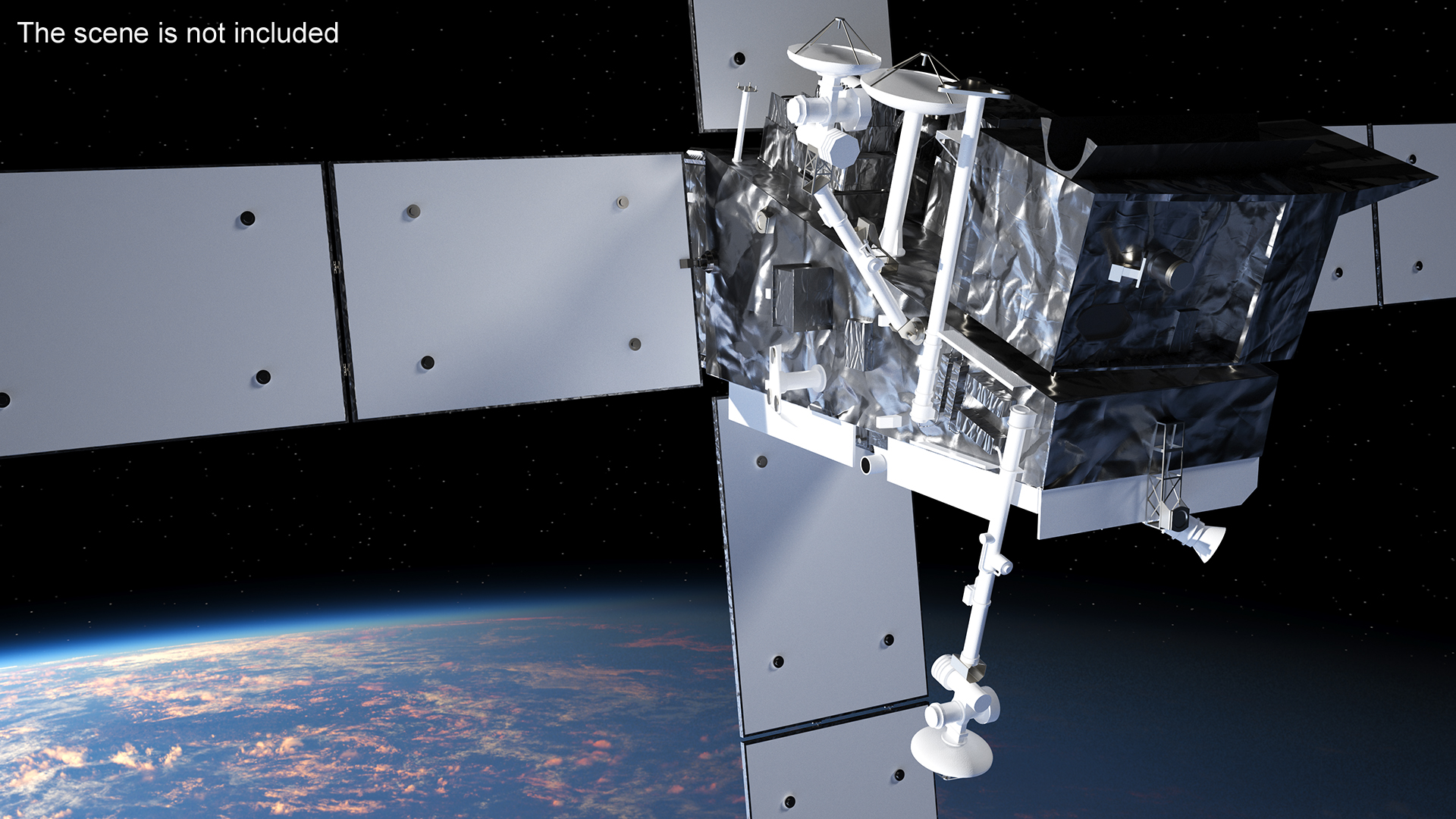 3D model Modern Space Satellite with Solar Panels