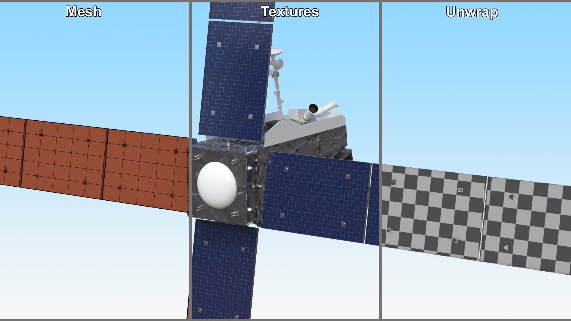 3D model Modern Space Satellite with Solar Panels