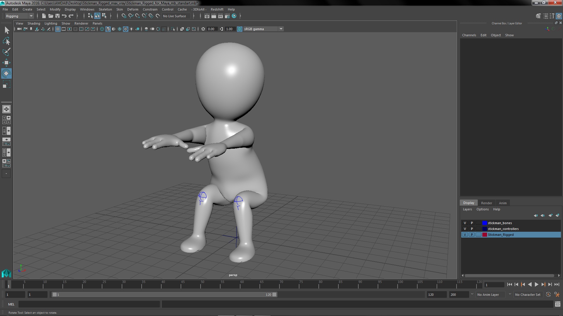 Stickman Rigged for Maya 3D model