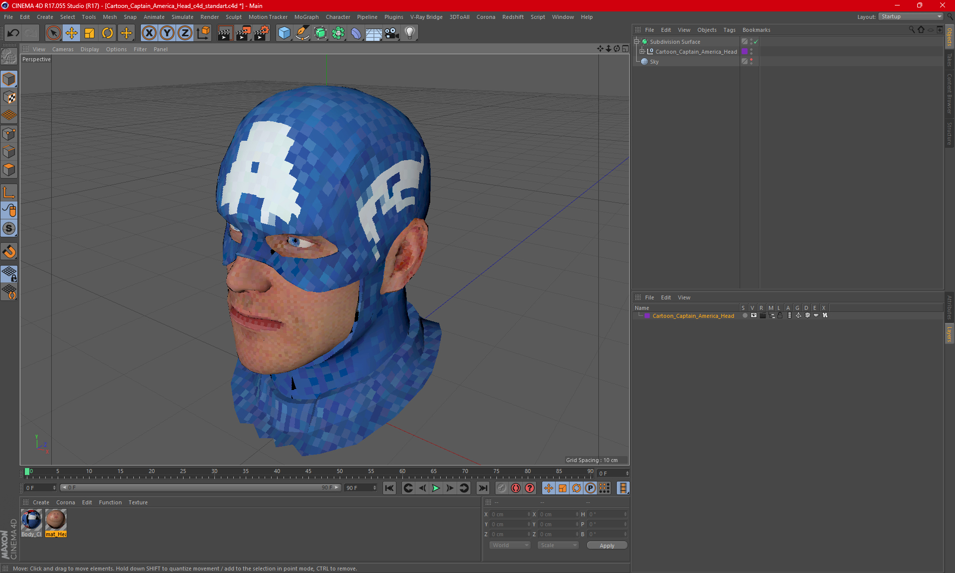 3D Cartoon Captain America Head model