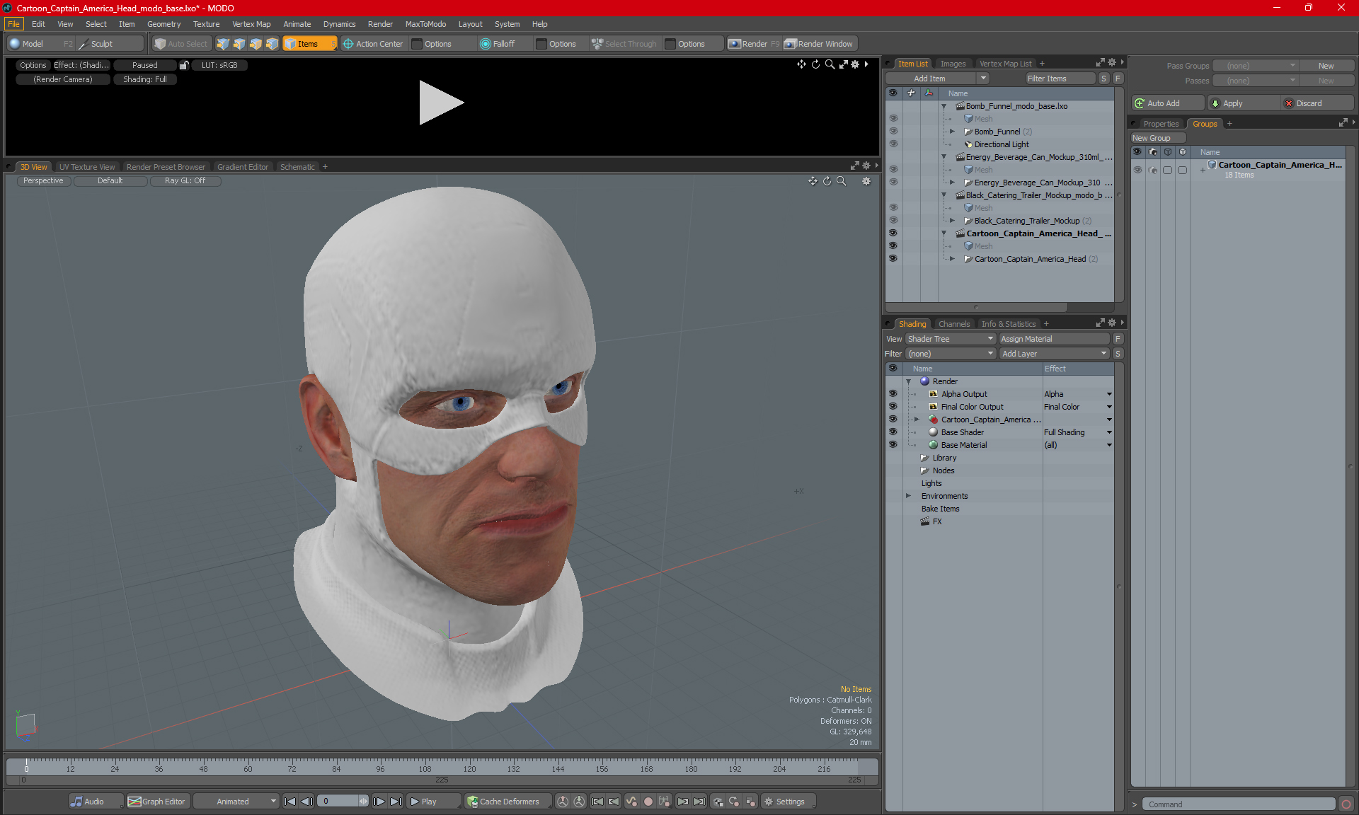 3D Cartoon Captain America Head model