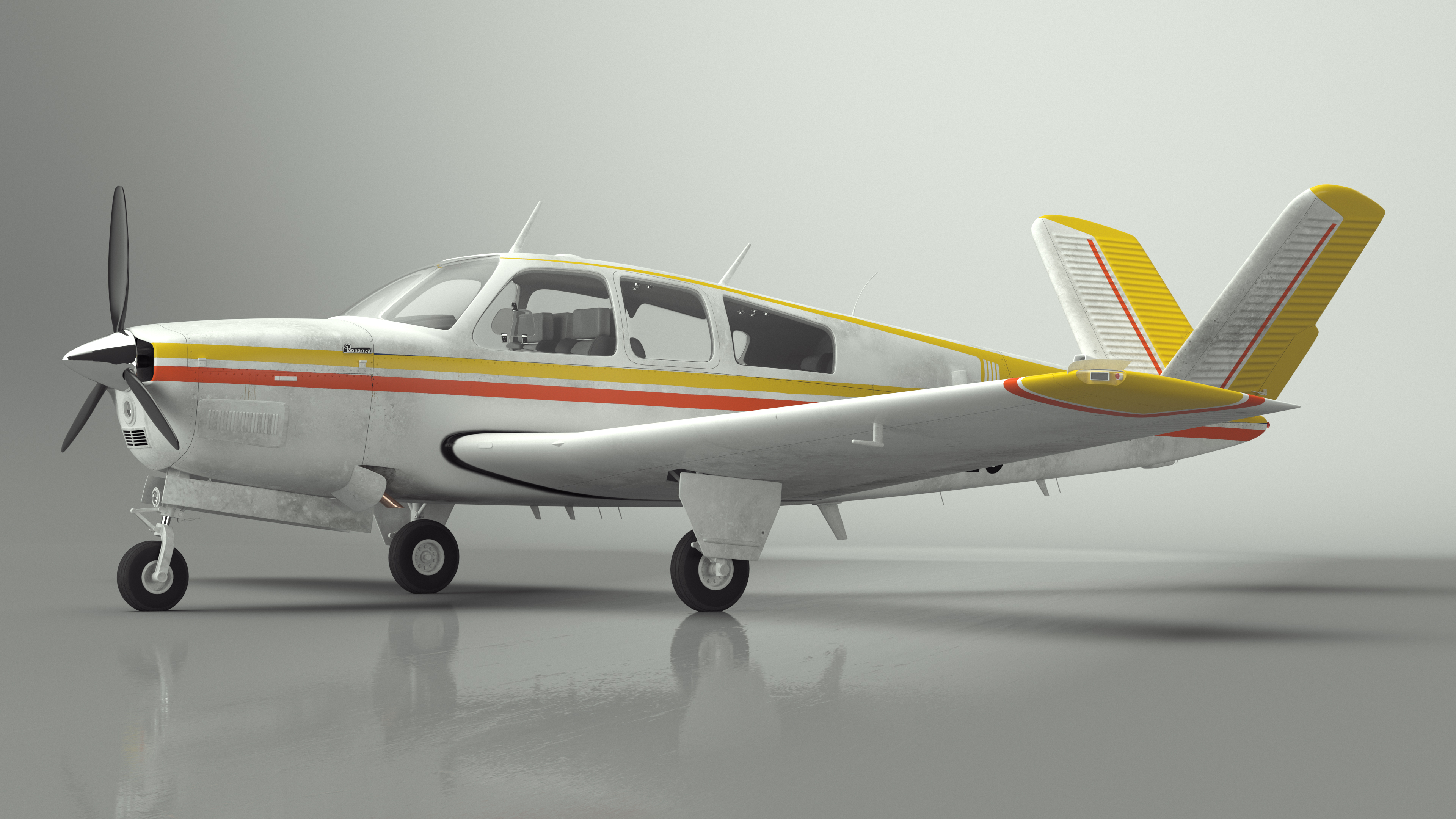 Single Engine Private Aircraft Beechcraft Bonanza S35 Rigged for Maya 3D model