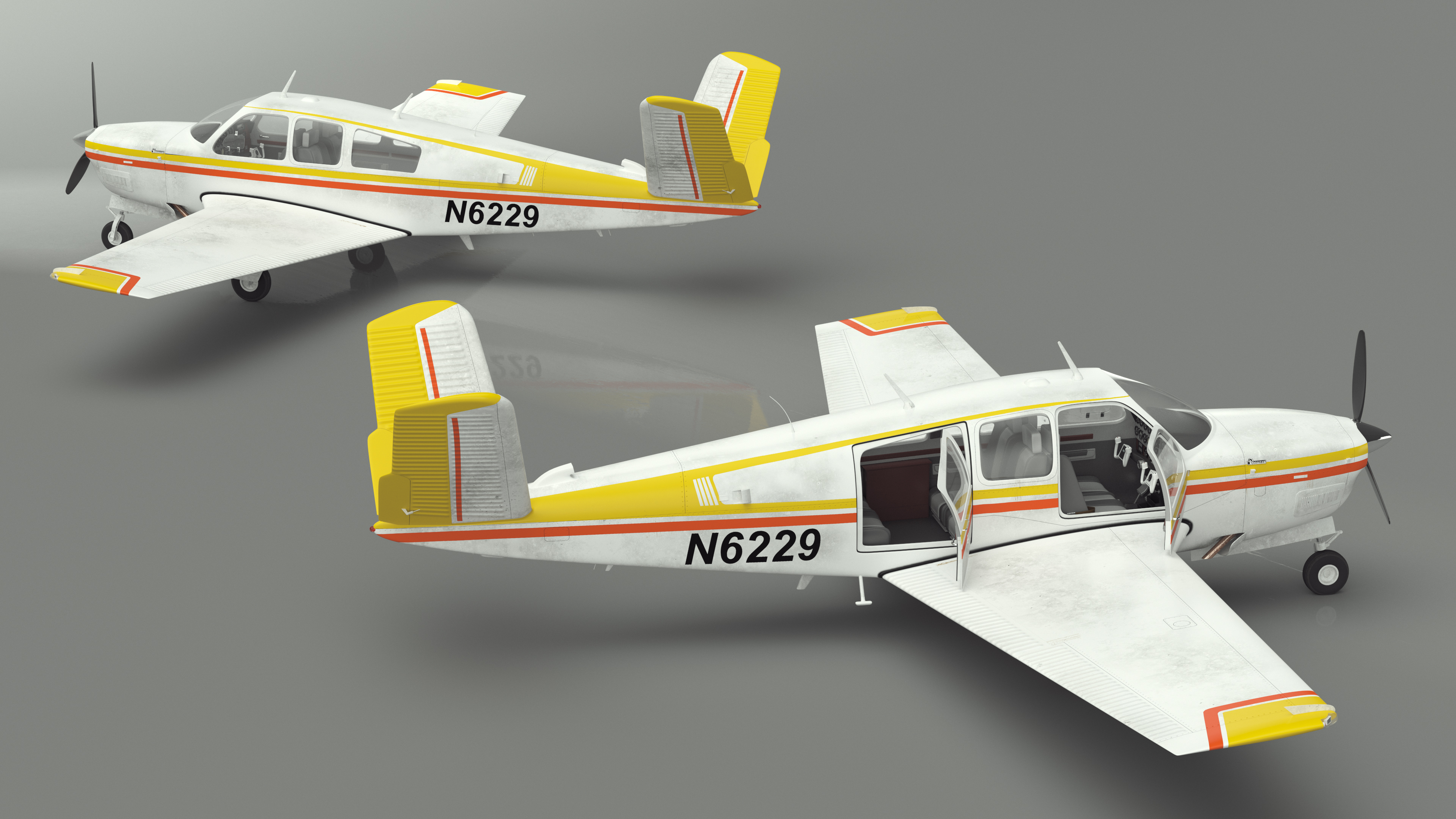 Single Engine Private Aircraft Beechcraft Bonanza S35 Rigged for Maya 3D model
