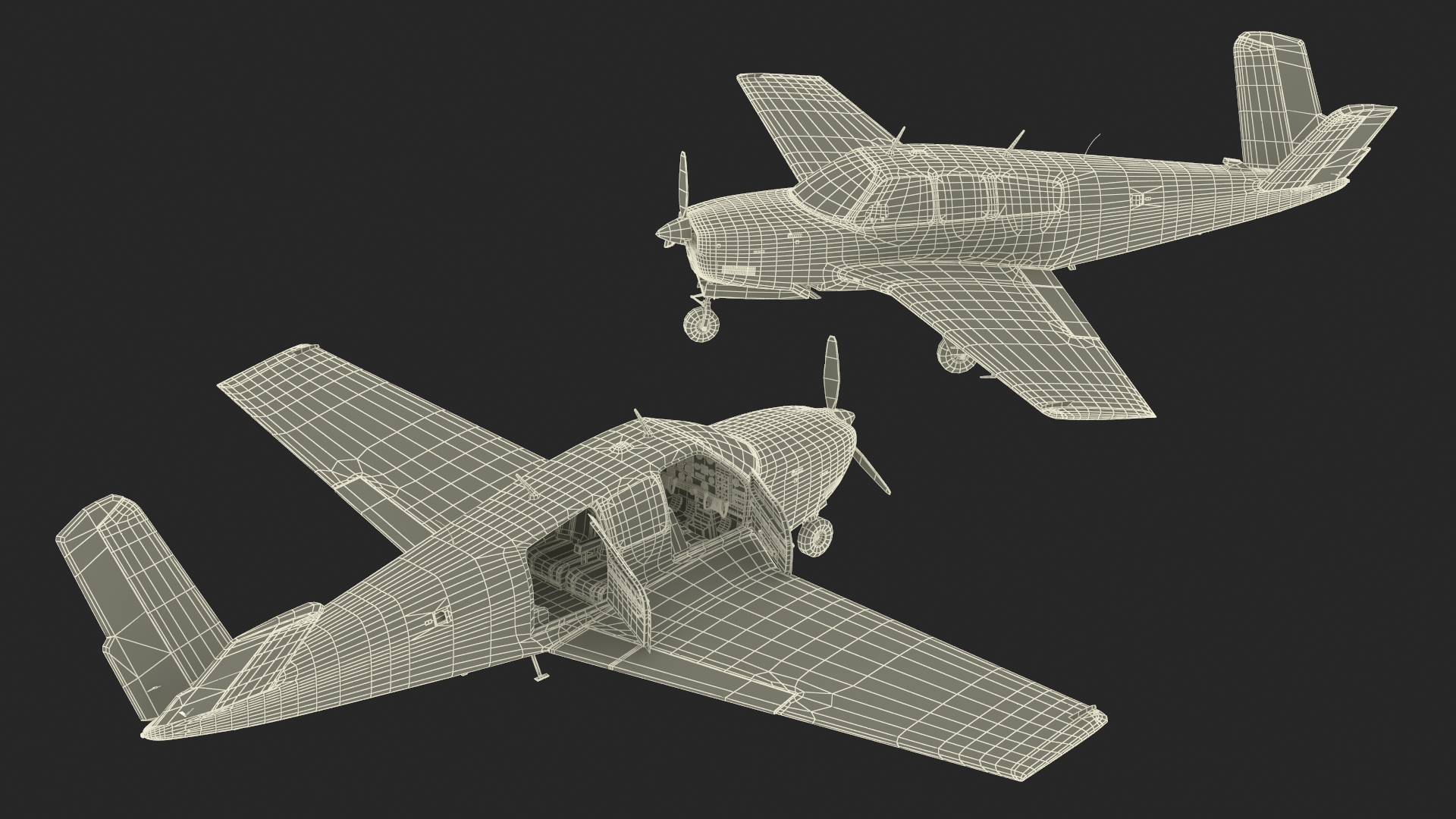 Single Engine Private Aircraft Beechcraft Bonanza S35 Rigged for Maya 3D model