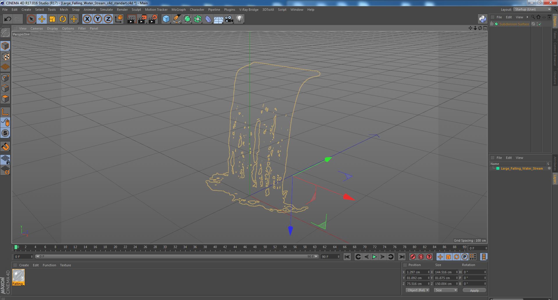 3D Large Falling Water Stream