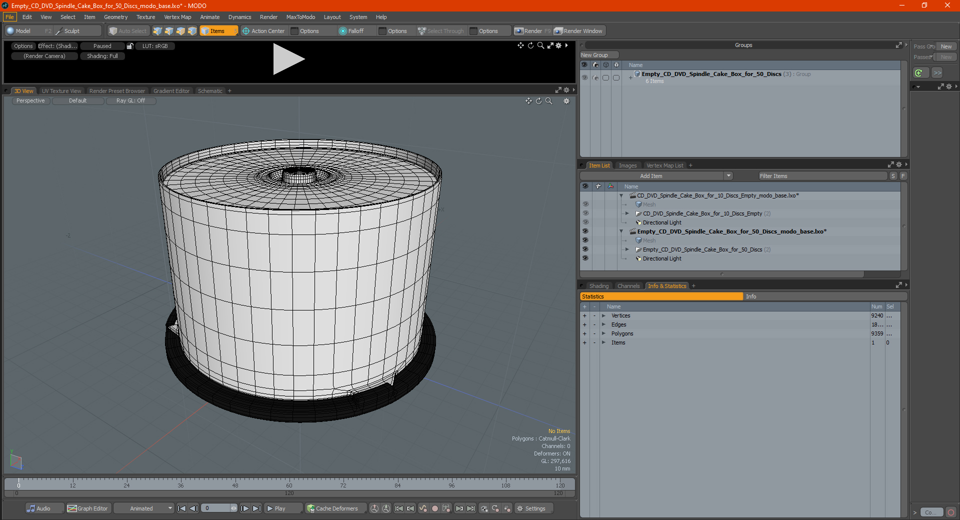 Empty CD DVD Spindle Cake Box for 50 Discs 3D