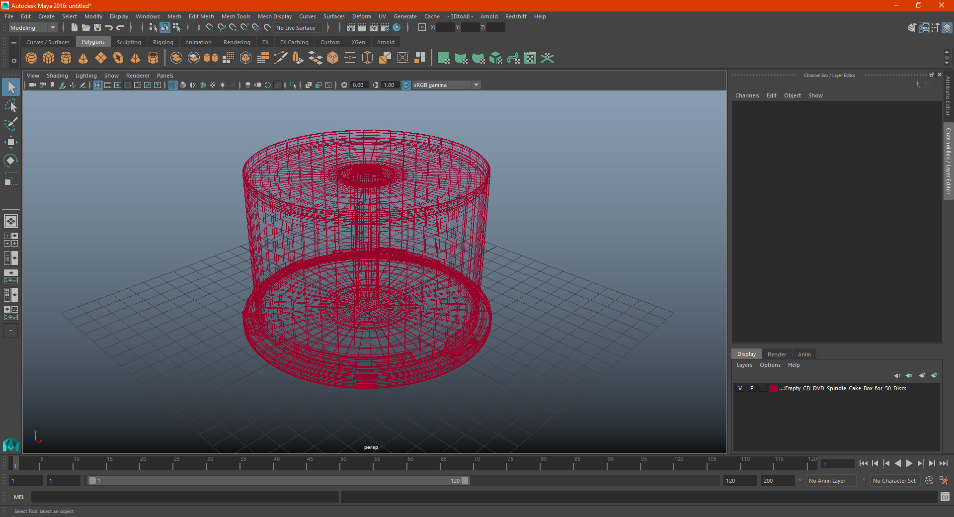 Empty CD DVD Spindle Cake Box for 50 Discs 3D